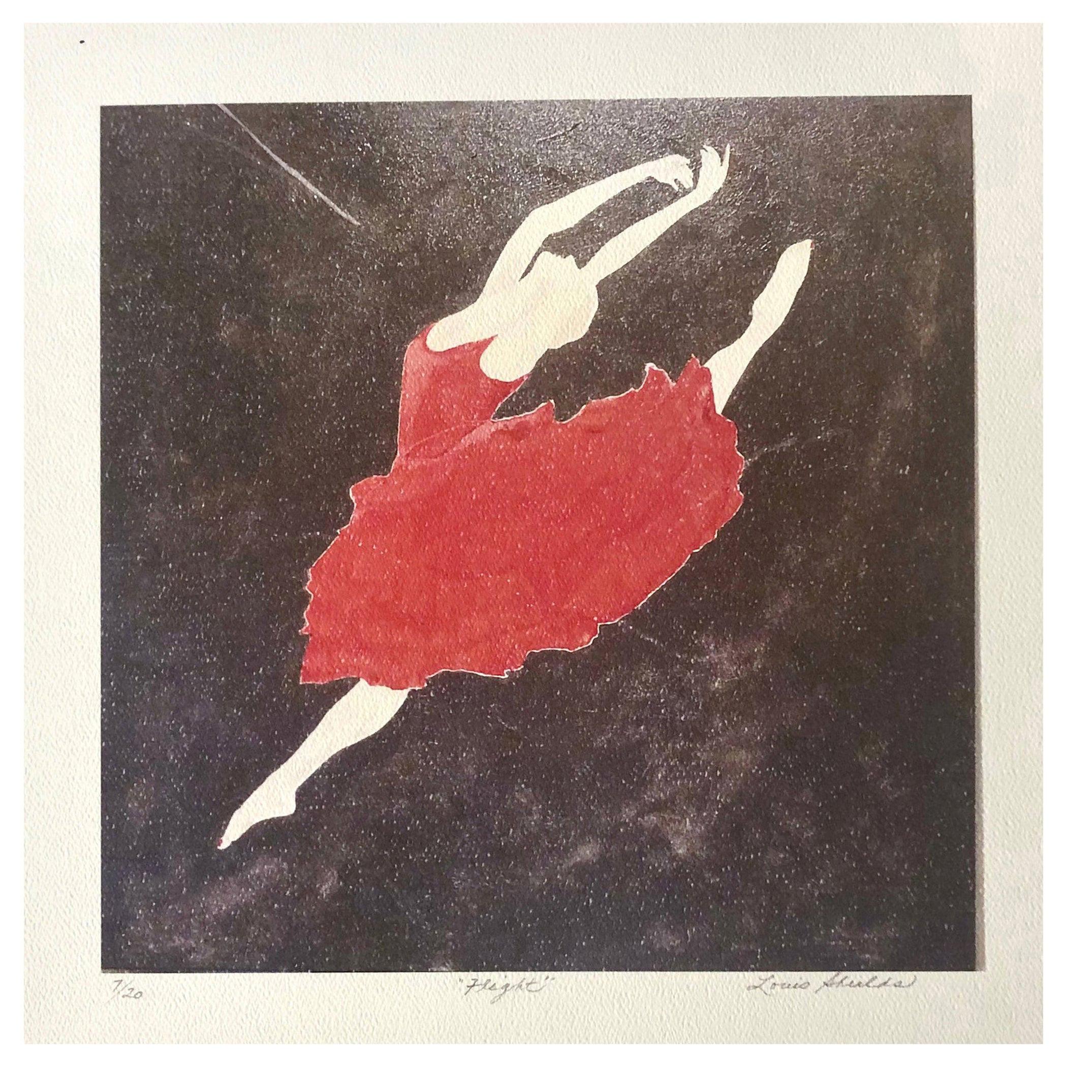 "Vuelo" Impresión figurativa de archivo sobre papel de acuarela texturizado