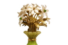 Flight of the Swan Gilded Silver Centerpiece with Lemon Jade, Emeralds