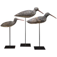 Flight of Three Primitive Shorebird Decoys