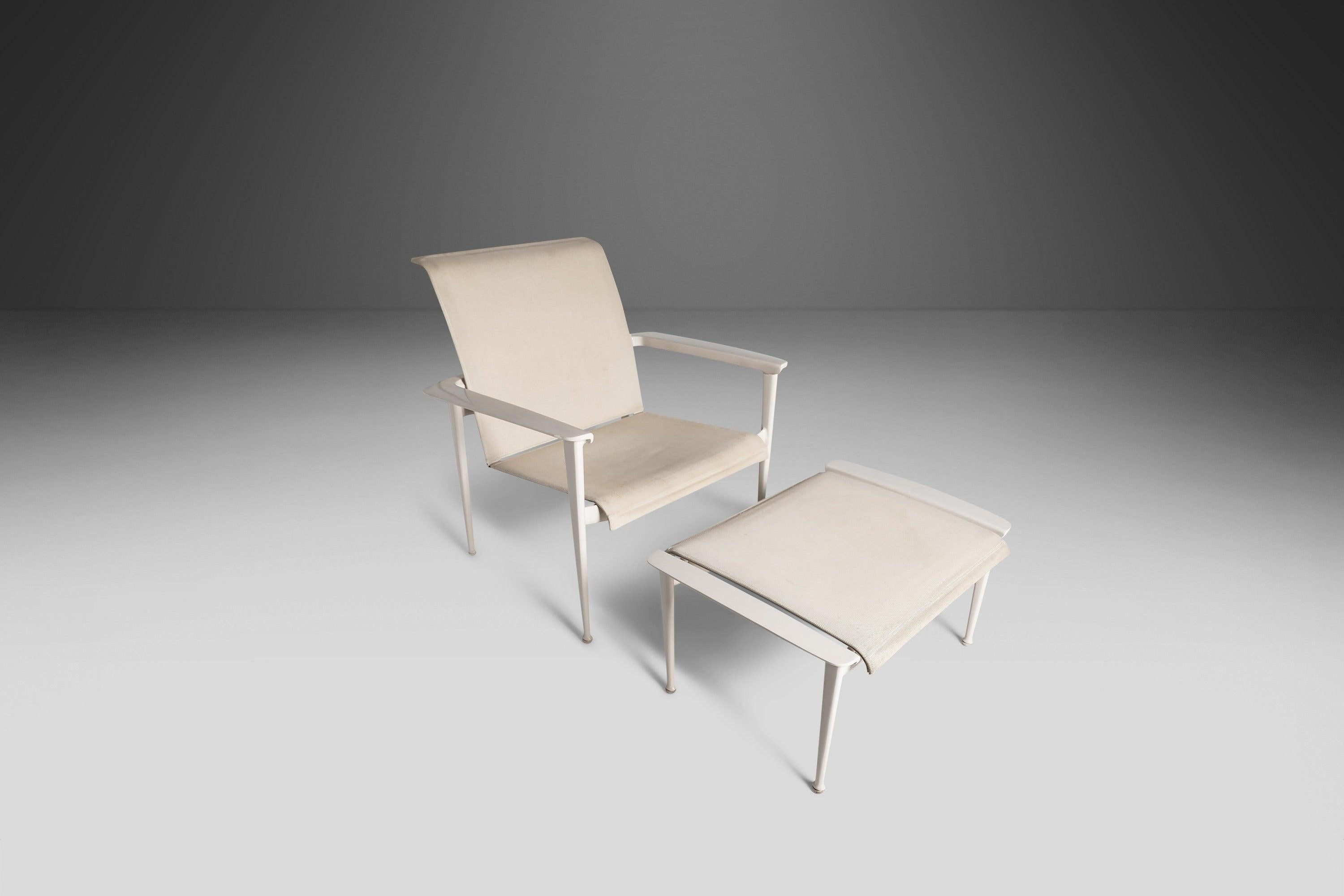 Modern Flight Sling Stacking Lounge Chair w/ Ottoman by Brown Jordan, USA For Sale