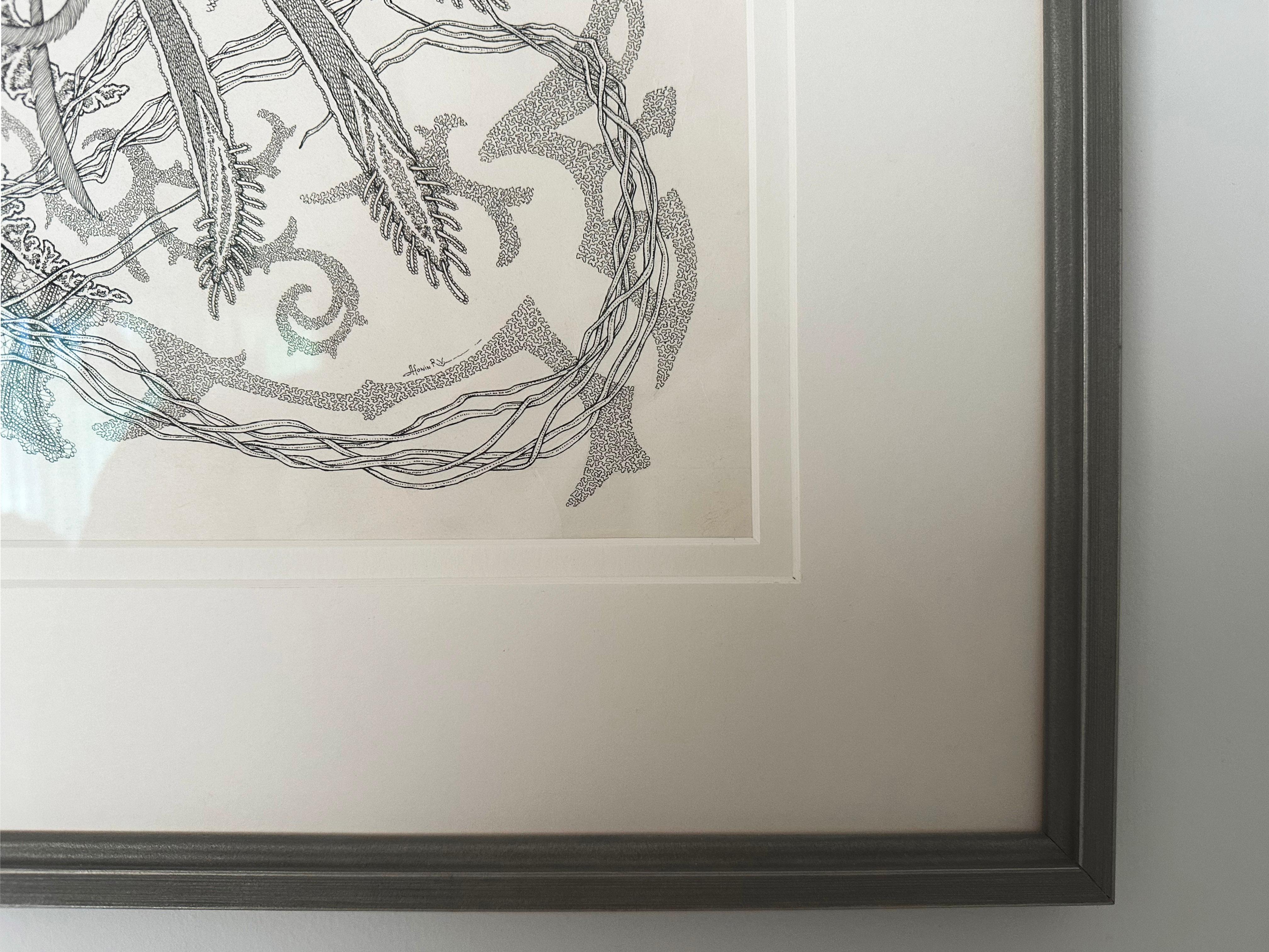 Art déco Dessin « Light to Eternity » à l'encre noire en vente