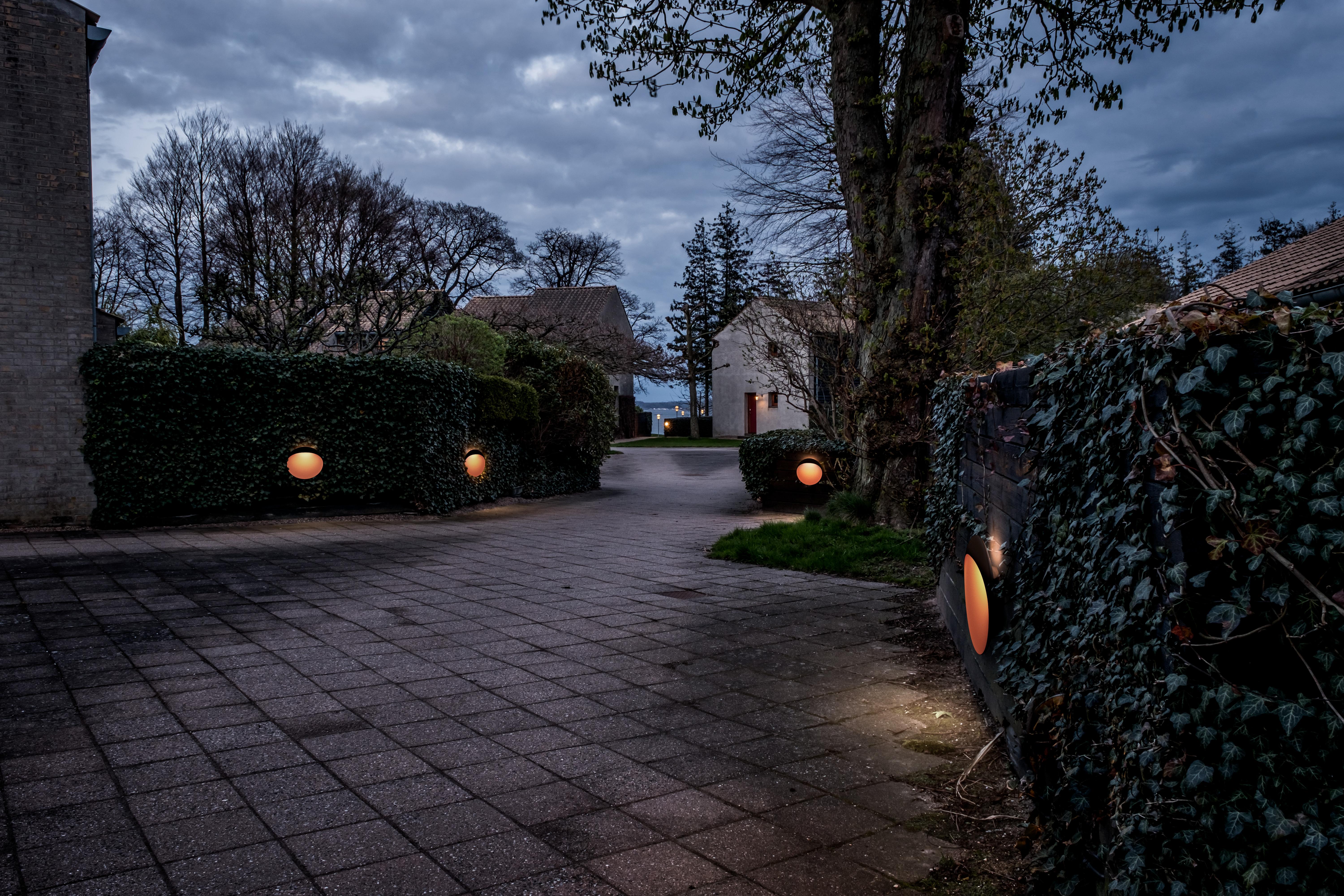 'Flindt' Indoor or Outdoor Wall Light in Black for Louis Poulsen.

A circular, wall-mounted fixture that brings bold, sculptural illumination to both indoor and outdoor spaces. The slim, elliptical lamp has a floating appearance that, paired with