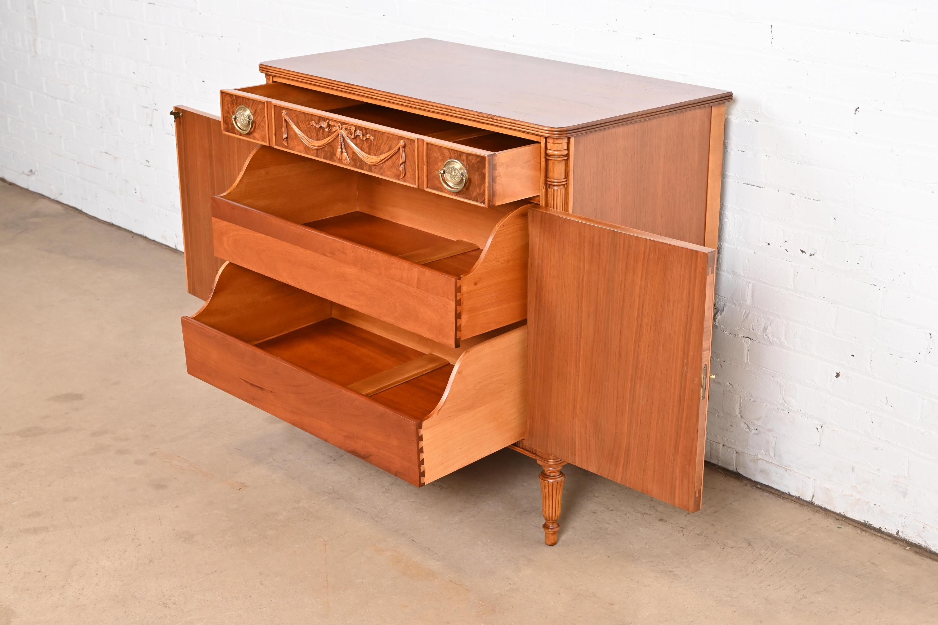 Mid-20th Century Flint & Horner Antique French Regency Louis XVI Burled Walnut Buffet Server For Sale