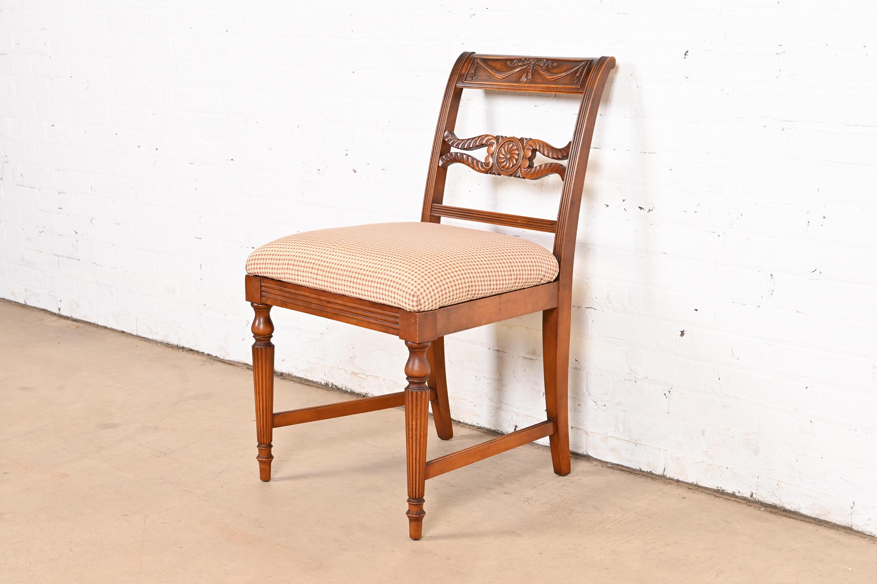Flint & Horner French Regency Louis XVI Carved Cherry Wood Dining Chairs For Sale 3