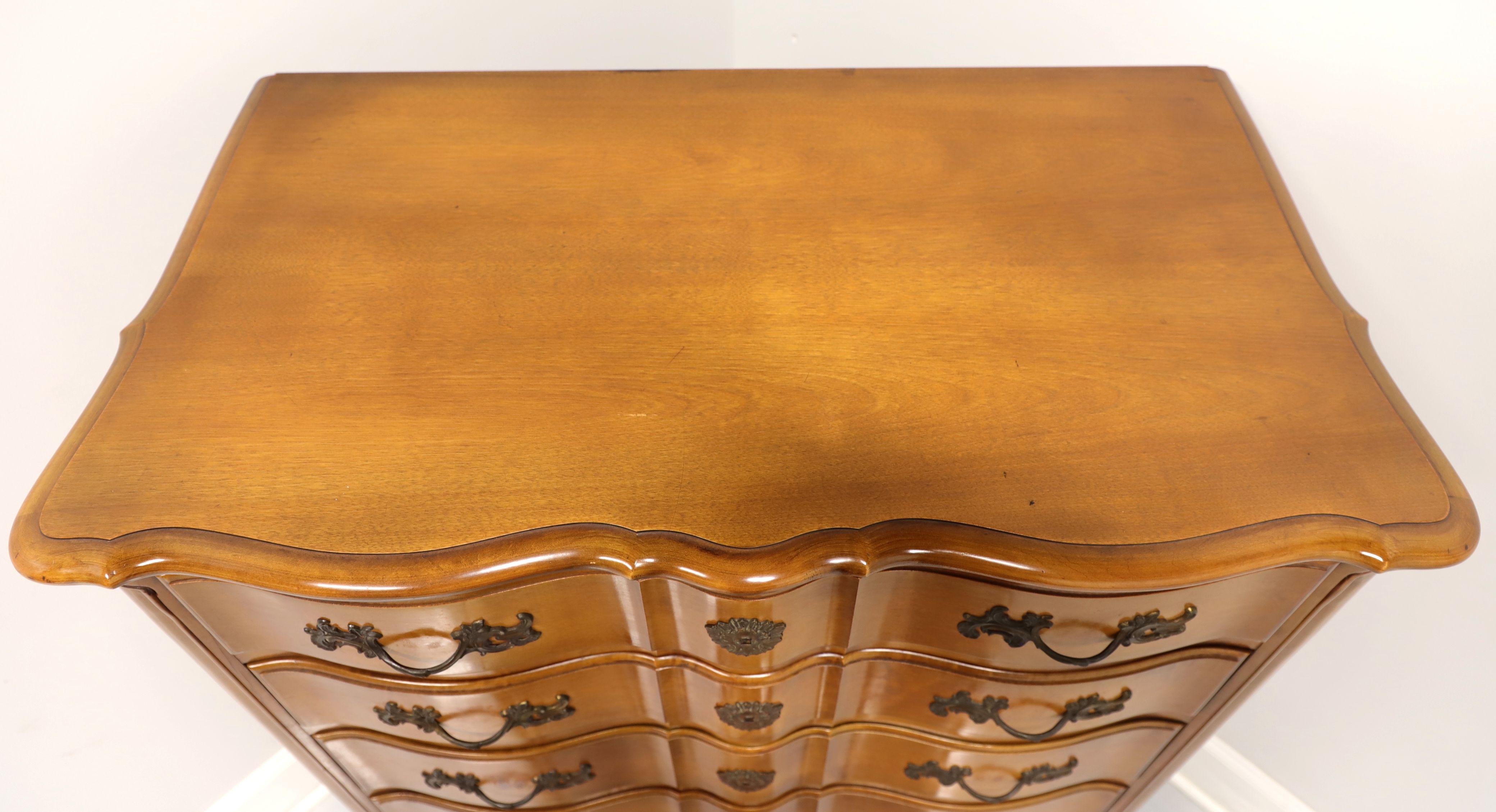 20th Century FLINT & HORNER Maple French Provincial Serpentine Chest of Drawers