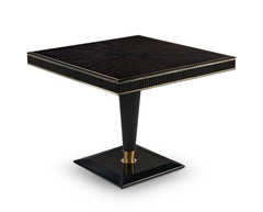 Flint Table with Leather and Brass by Madheke
