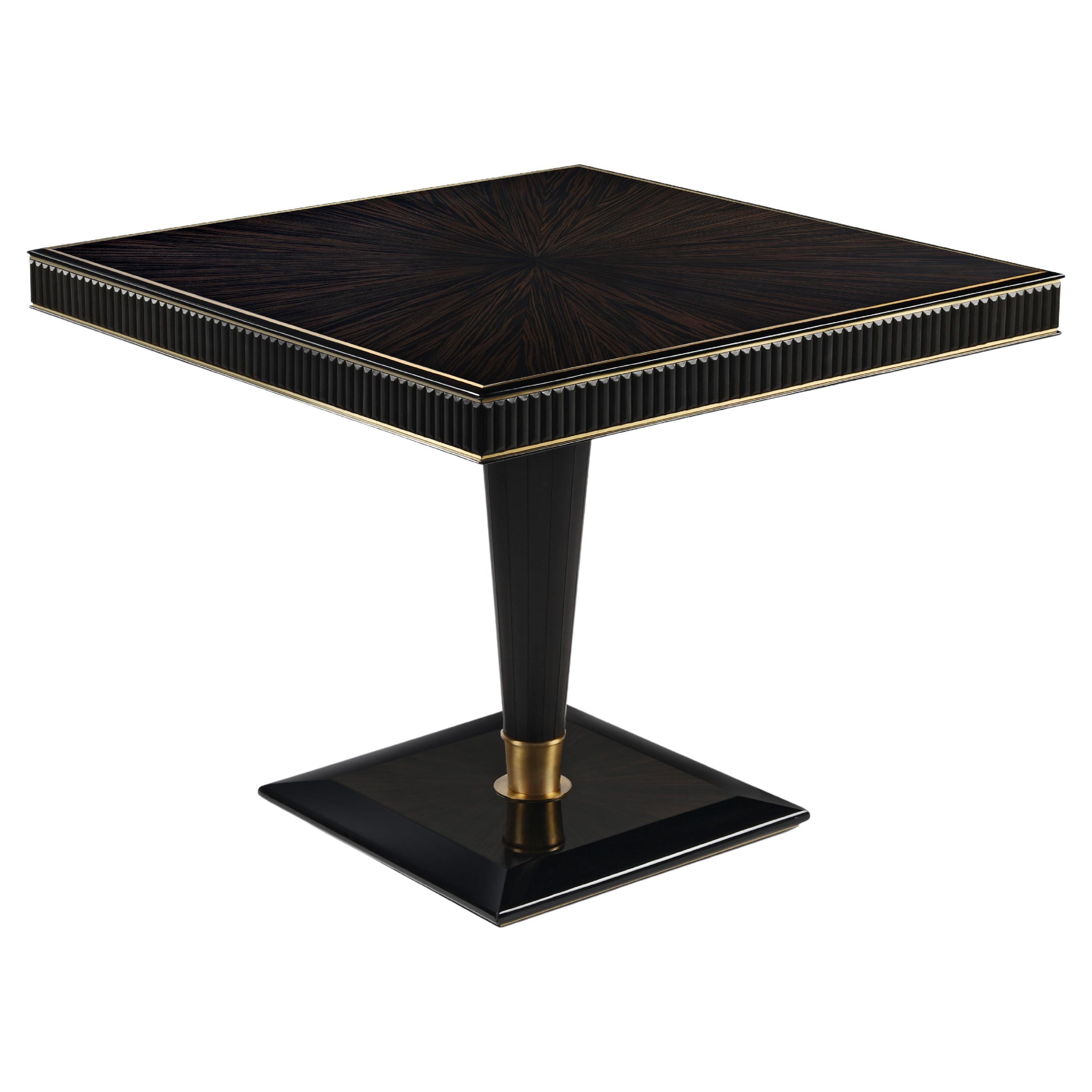 Flint Table with Leather and Brass by Madheke For Sale