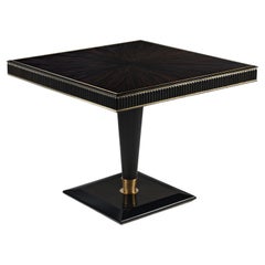 Flint Table with Leather and Brass by Madheke