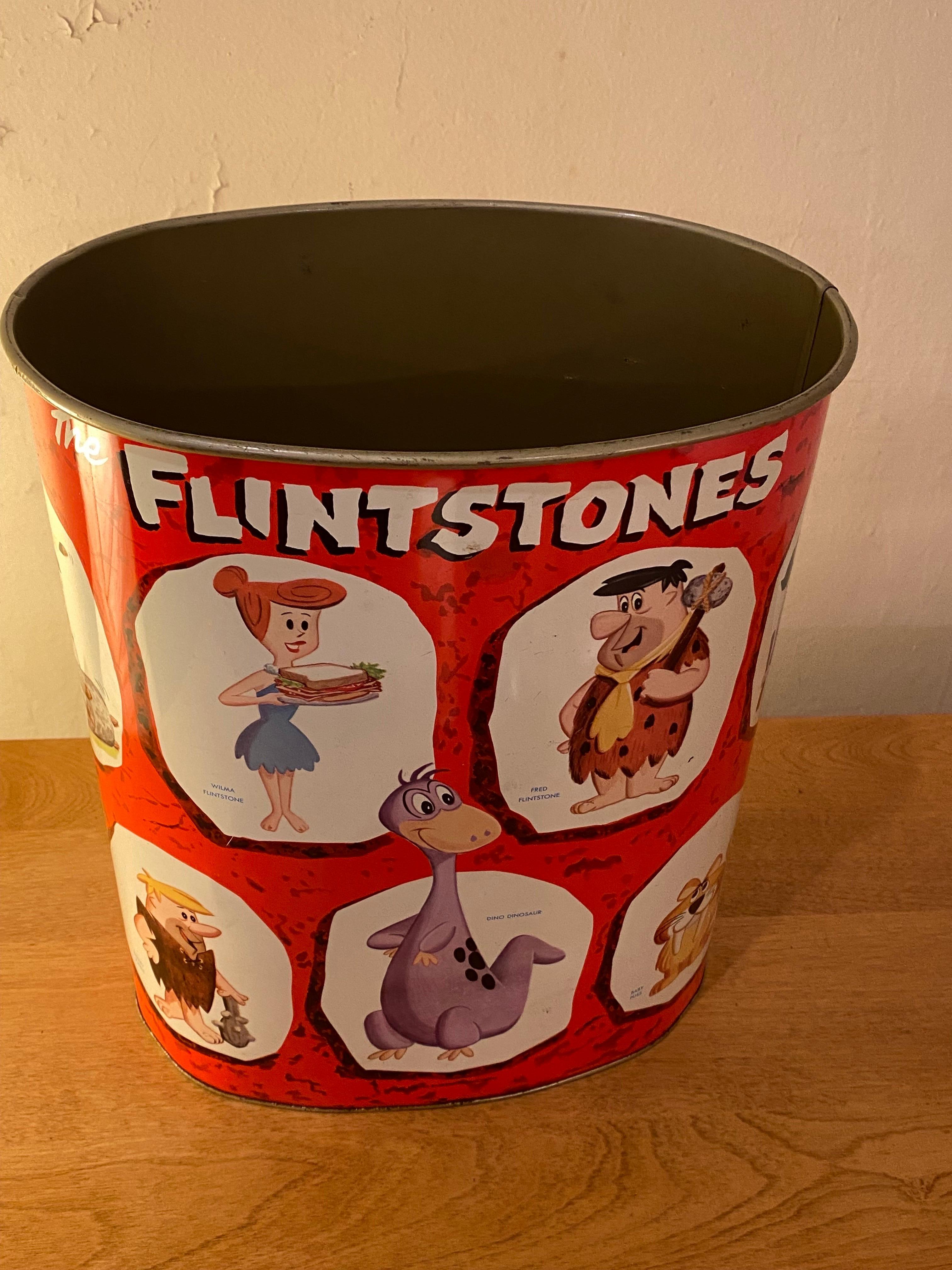 Flintstones Metal Trash Can. In very clean original condition! Colors bright with minimal wear to graphics.