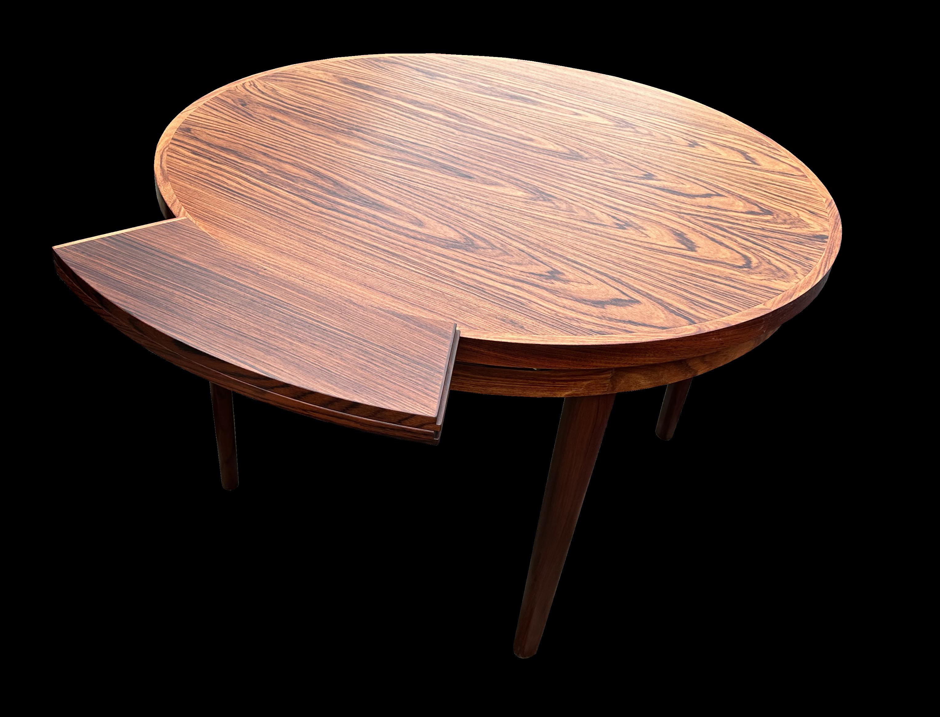 Danish 'Flip-Flap' Circular Extendable Dining Table in Santos Rosewood