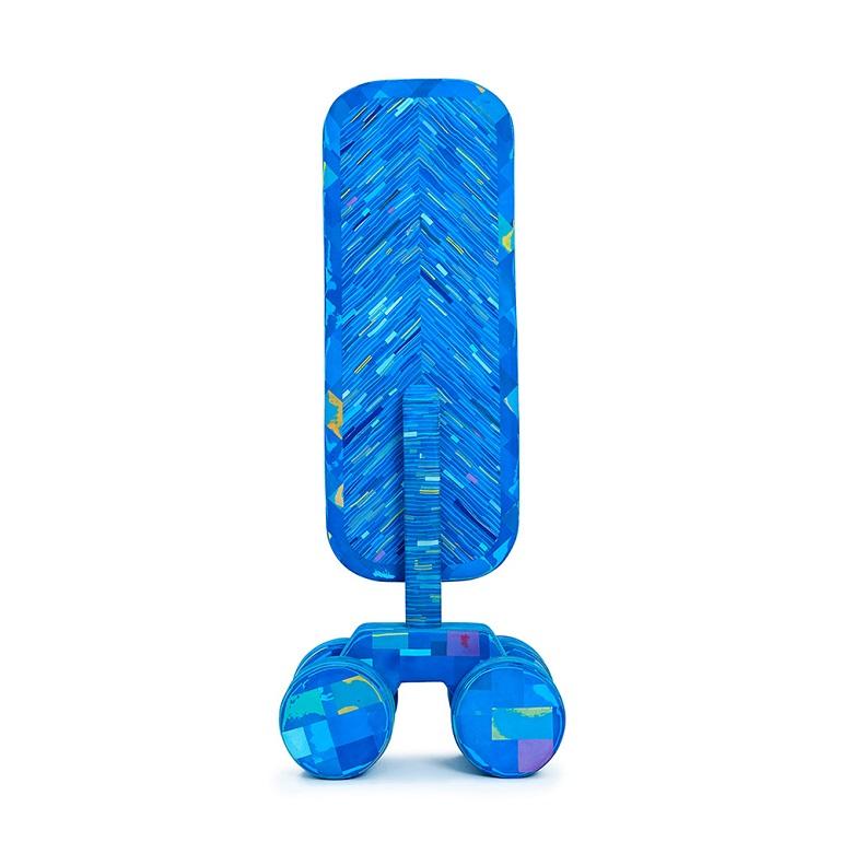 Modern Contemporary Flip Flop Mirror with Wheels by Diederik Schneeman Blue Plastic