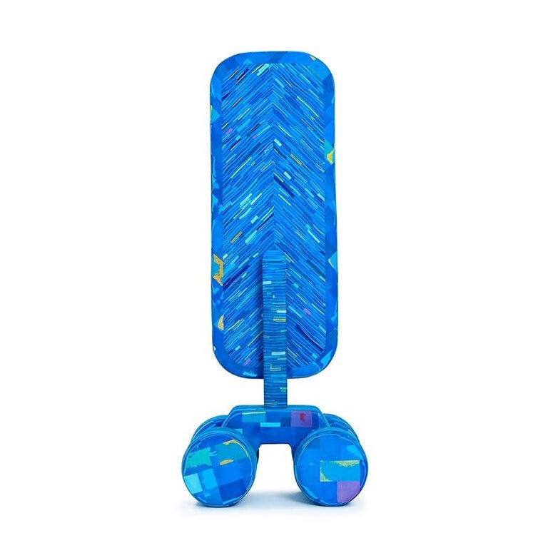 Modern Contemporary Flip Flop Mirror with Wheels by Diederik Schneeman Blue Plastic For Sale