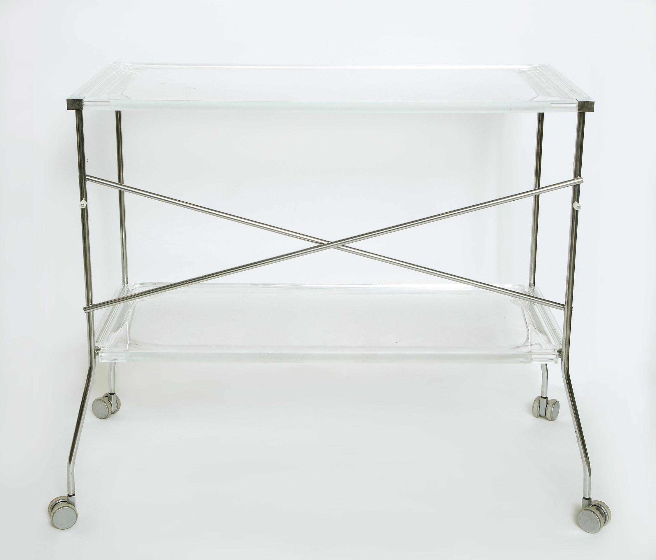 Flip Klappbarer Rollwagentisch von A. Citterio mit Toan Nguyen für Kartell (Edelstahl) im Angebot