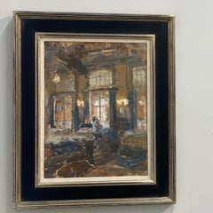 Conversazione - Quadro d'interni contemporaneo del 21° secolo di un Grand Café