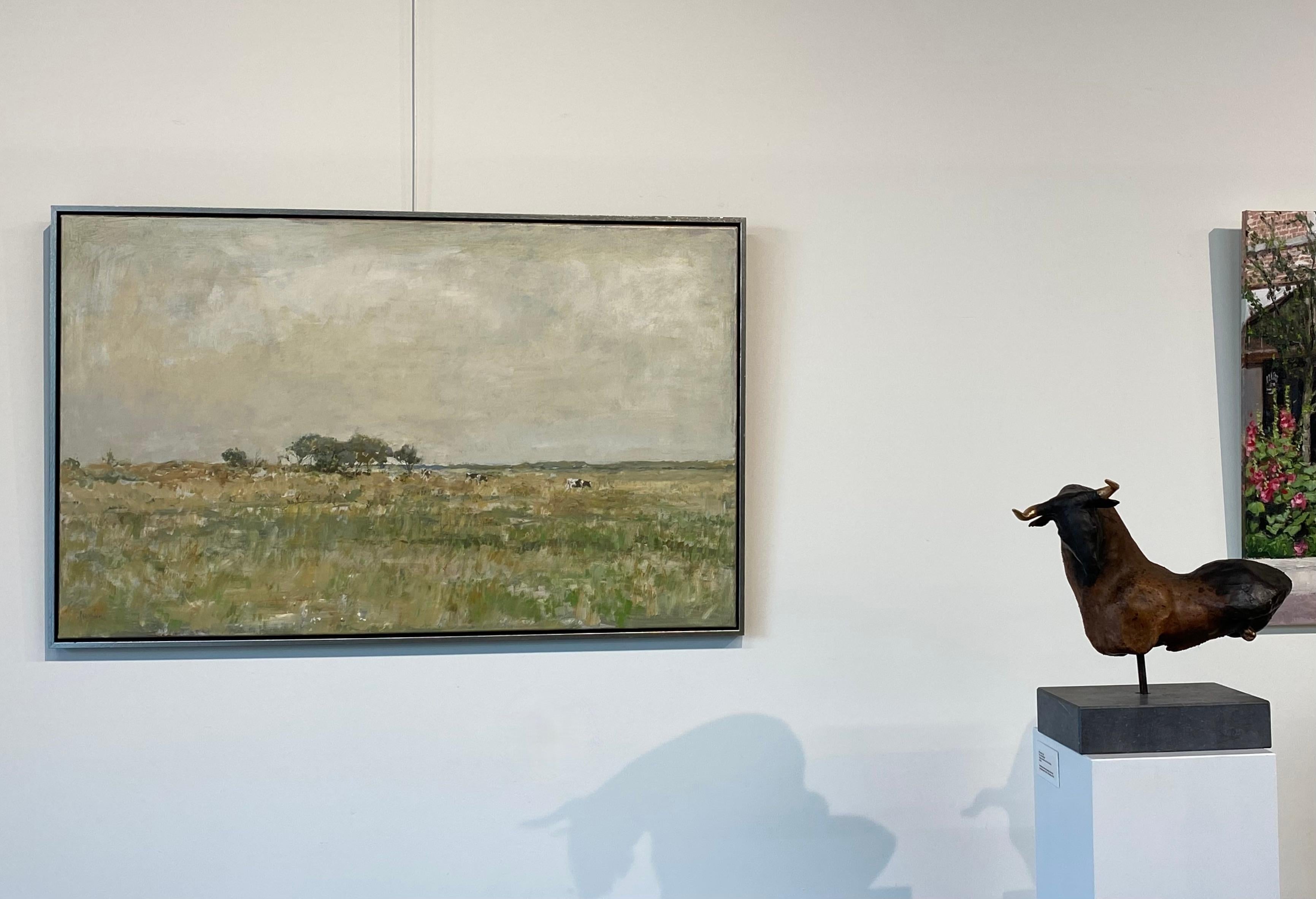 Peinture de paysage néerlandaise contemporaine du 21e siècle - Vaches sur le terreau de sel - Contemporain Painting par Flip Gaasendam