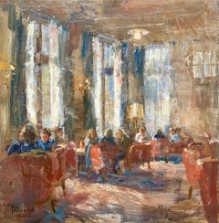 In the Lounge- 21st Century Contemporary impressionistic interior painting 