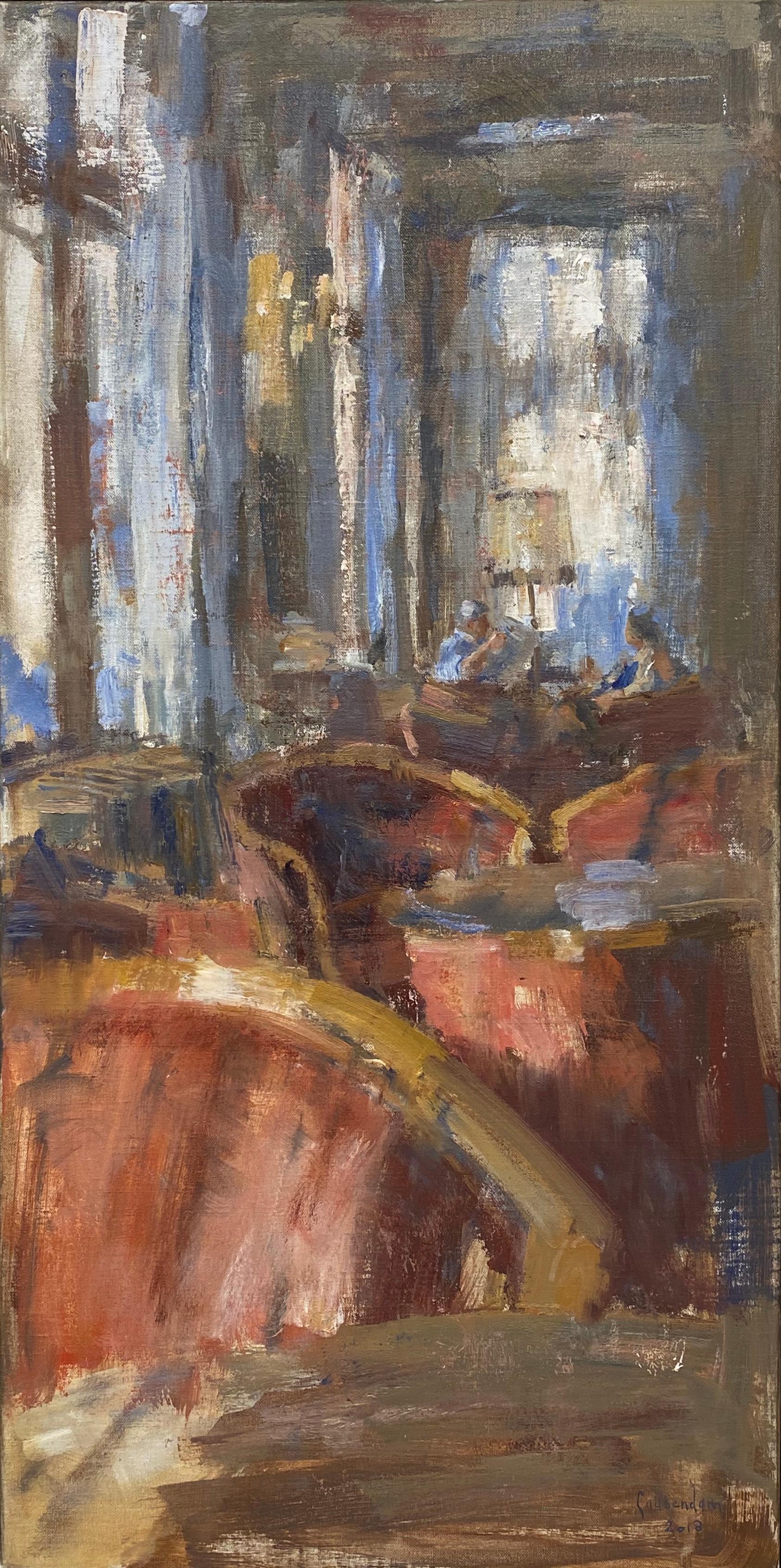 Flip Gaasendam Figurative Painting – Lounge, Hotel van der Werff- Niederländisches zeitgenössisches Gemälde des 21. Jahrhunderts