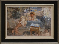 Reading in a White Kimono - Peinture néerlandaise contemporaine du 21e siècle de Maja