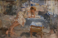 Maja Reading in a White Kimono- 21st Century Contemporary Dutch Painting 