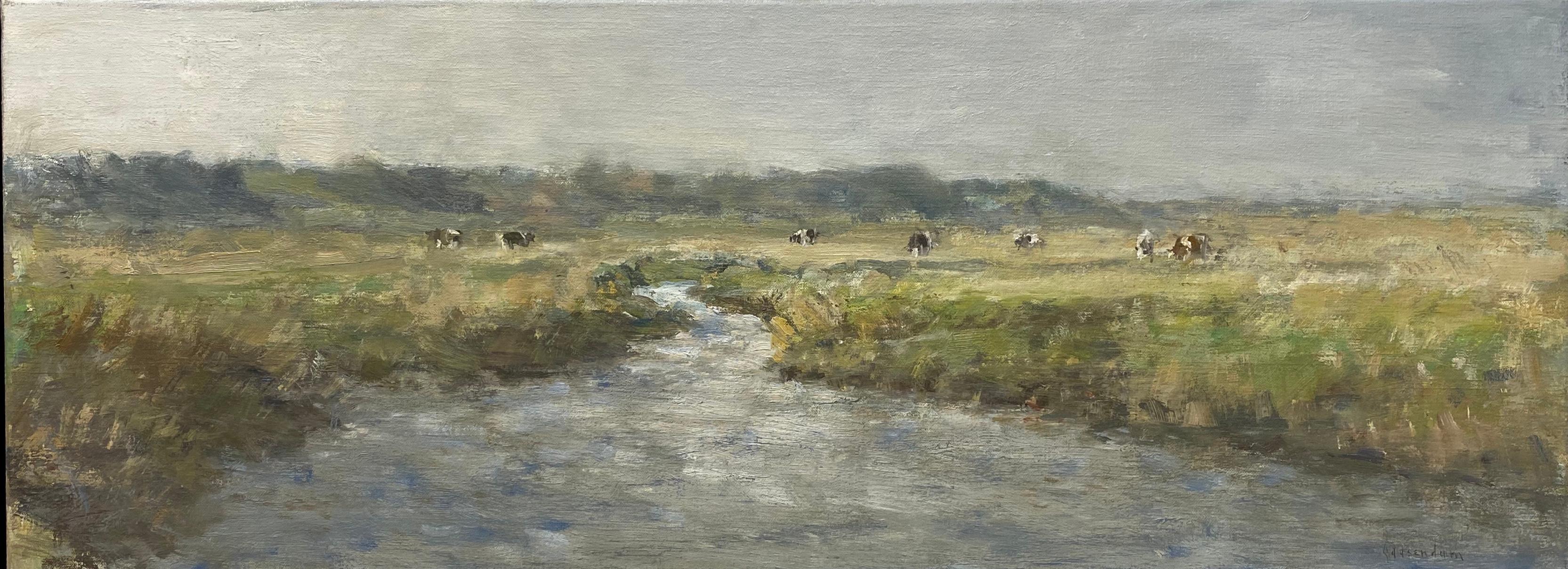 Figurative Painting de Flip Gaasendam - Oosterkwelder, Schiermonnikoog- Paisaje holandés contemporáneo del siglo XXI