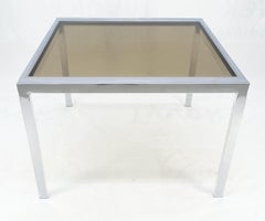 Flip Top 40" Square Crome Base Smoked Glass Top Dining Table 84" Extended Clean!