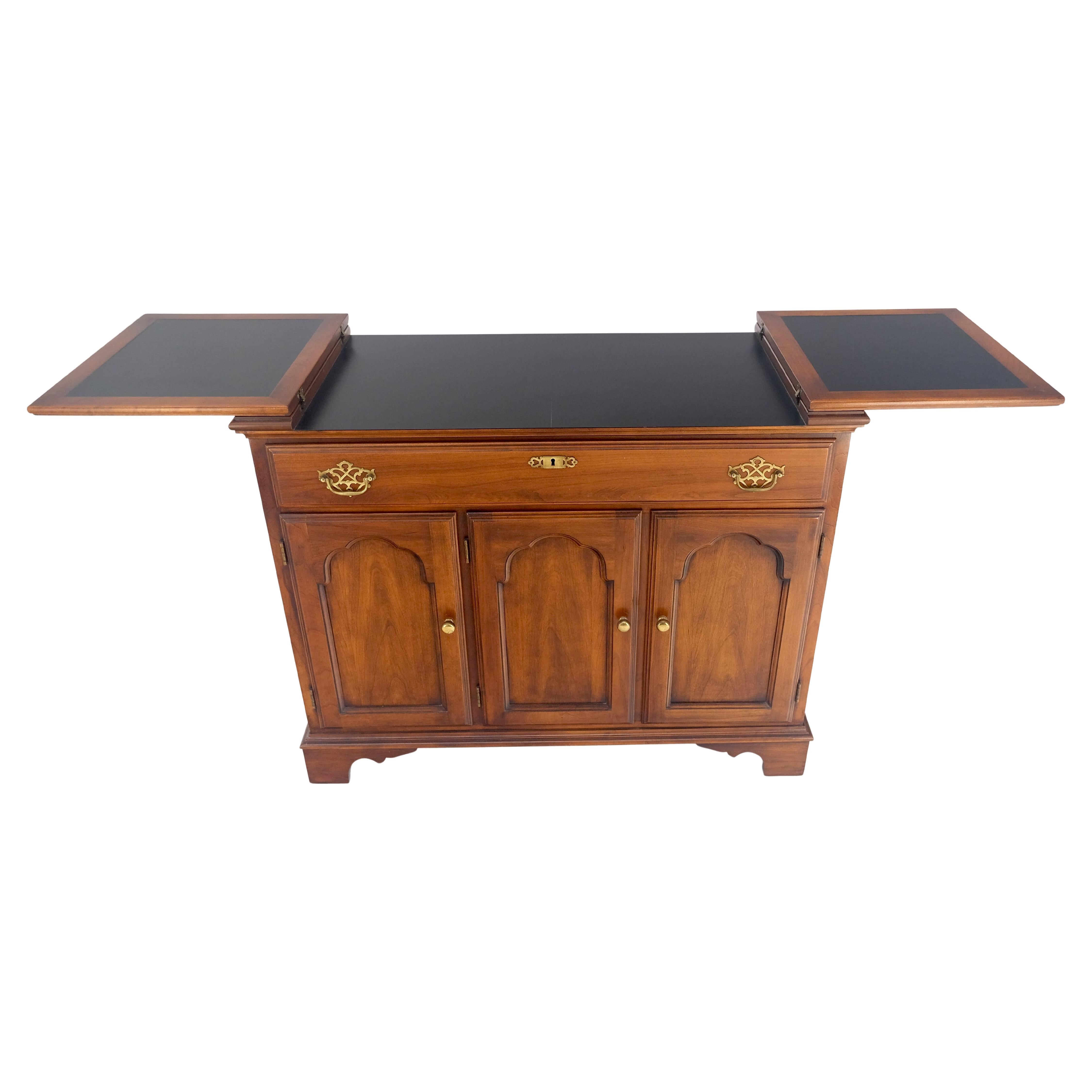 Flip Top Banded One Drawer Raised Panel Cherry 3 Door Liquor Cabinet Server MINT