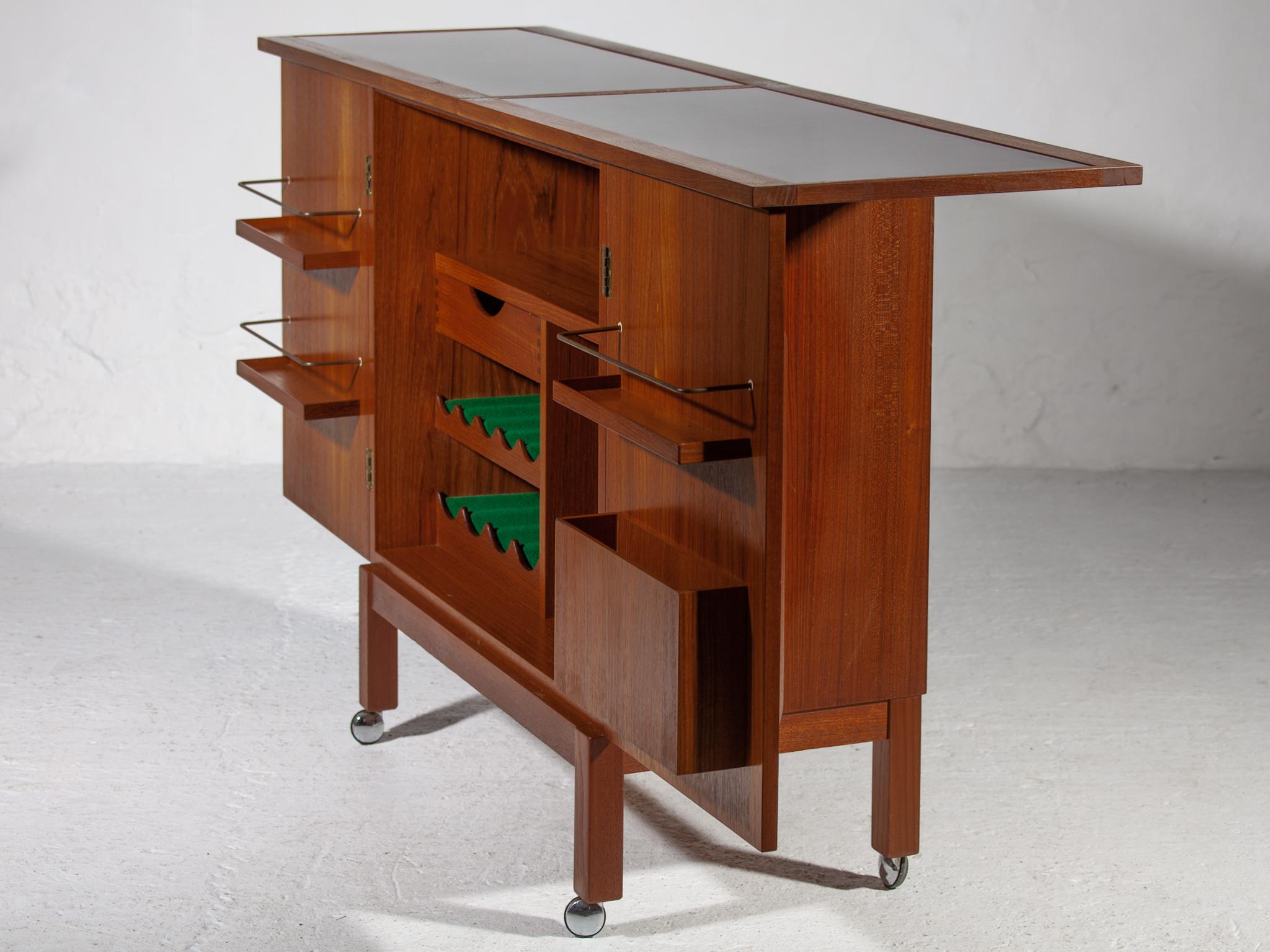 Mid-20th Century Flip Top Bar Cart for Bruksbo Norway Designed by Torbjorn Afdal