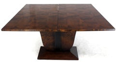 Flip-Top Burl Wood Dining Large Console Table Deco Figural Base