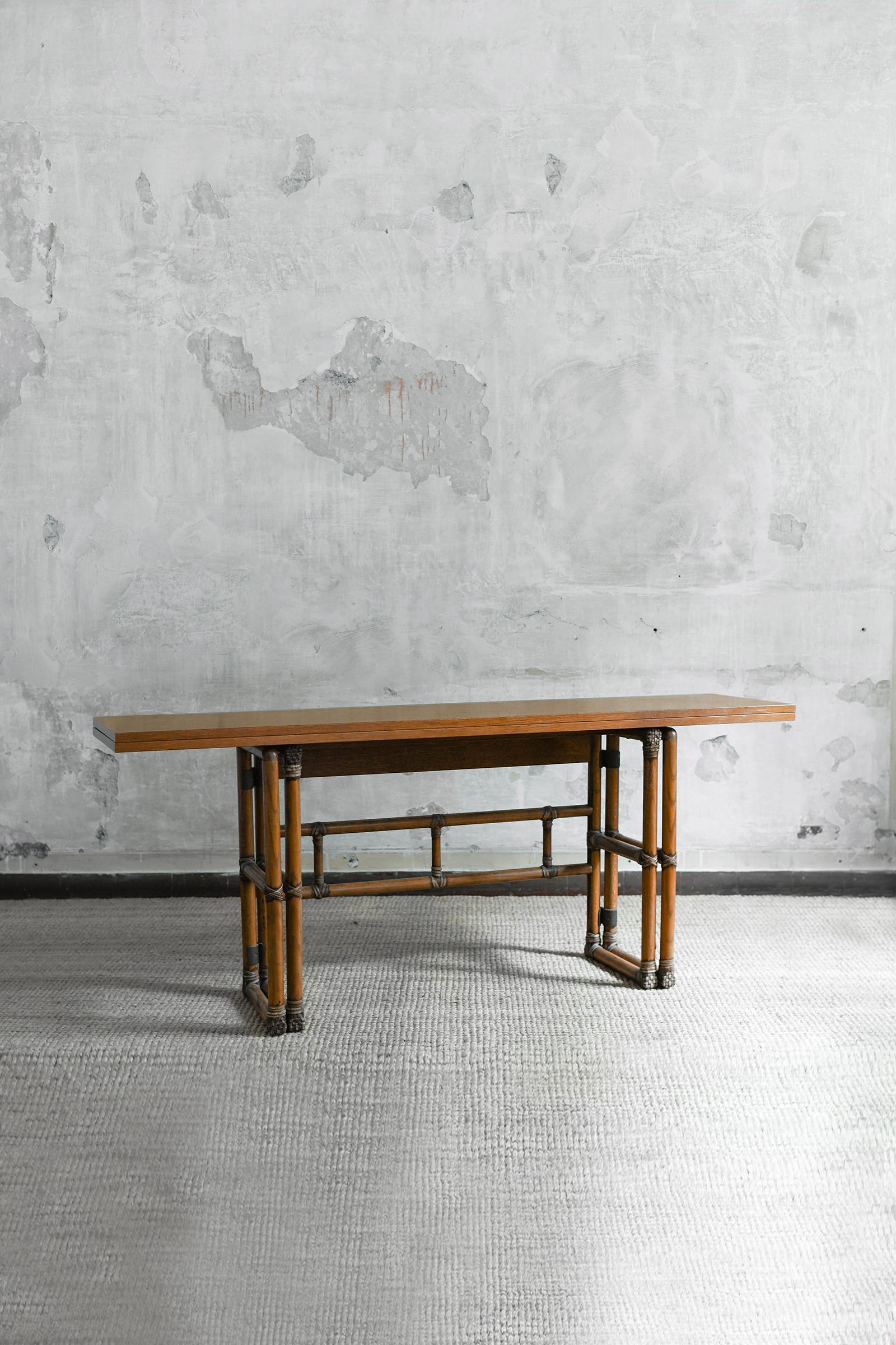 Flip-top console table, McGuire San Francisco 1970 In Good Condition For Sale In Roma, RM