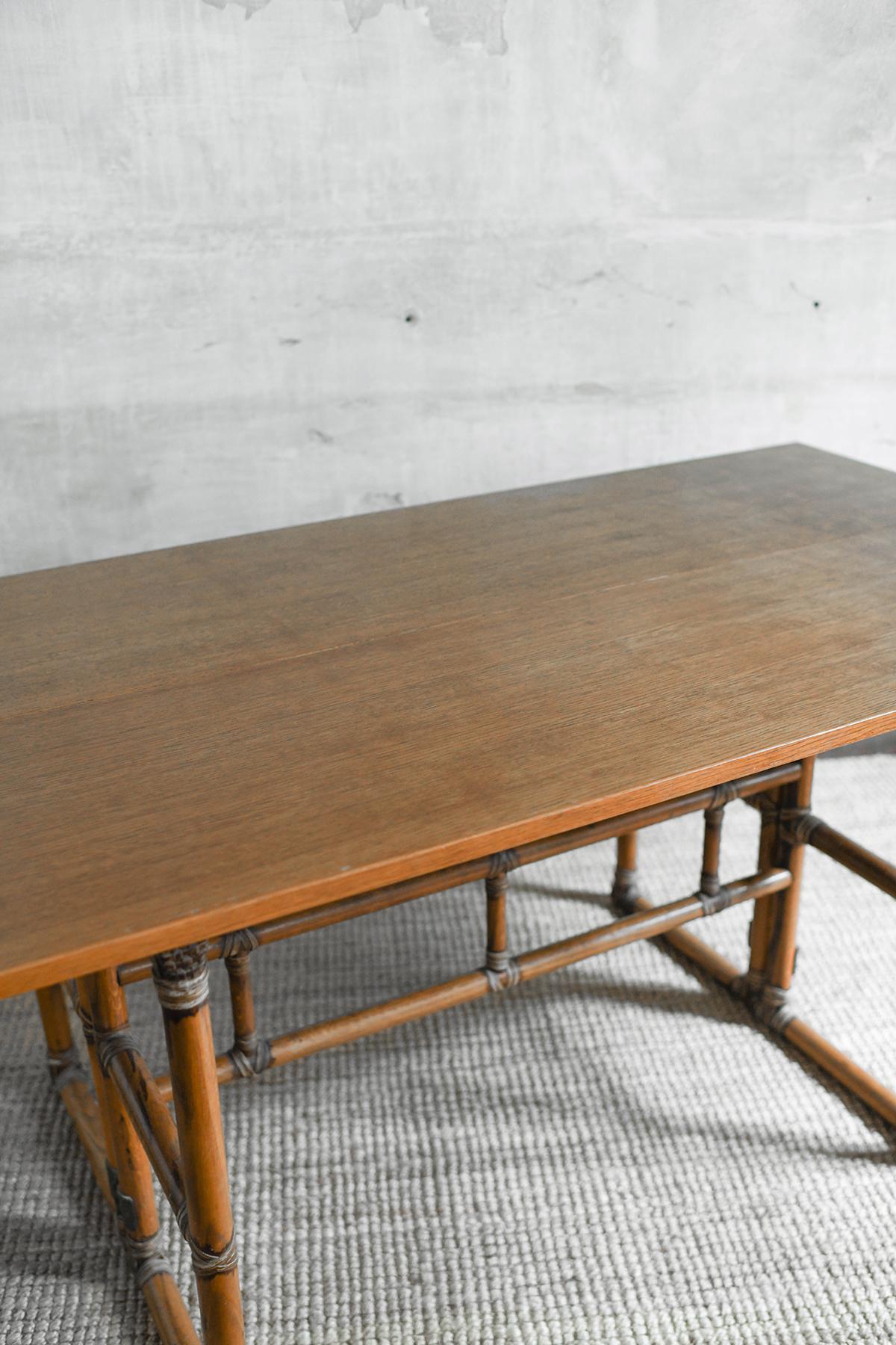 Leather Flip-top console table, McGuire San Francisco 1970 For Sale