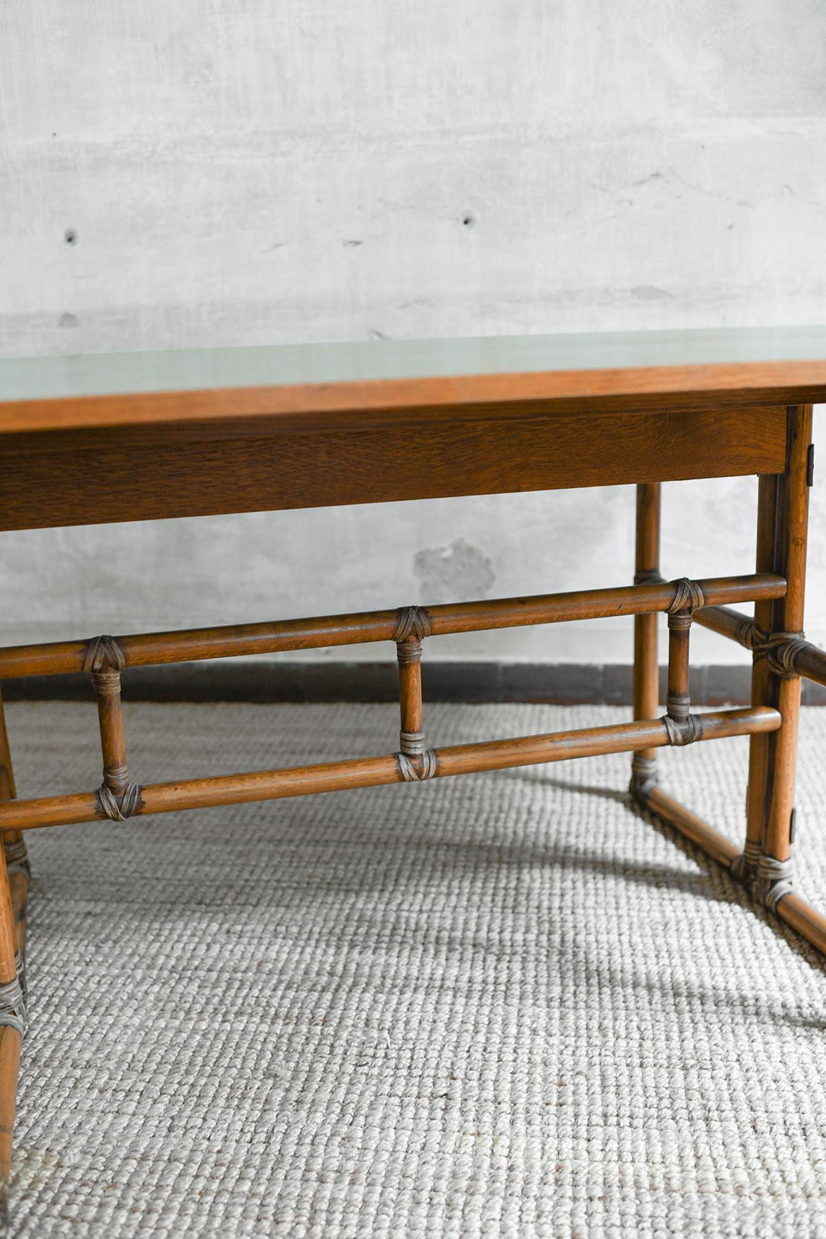 Flip-top console table, McGuire San Francisco 1970 For Sale 2
