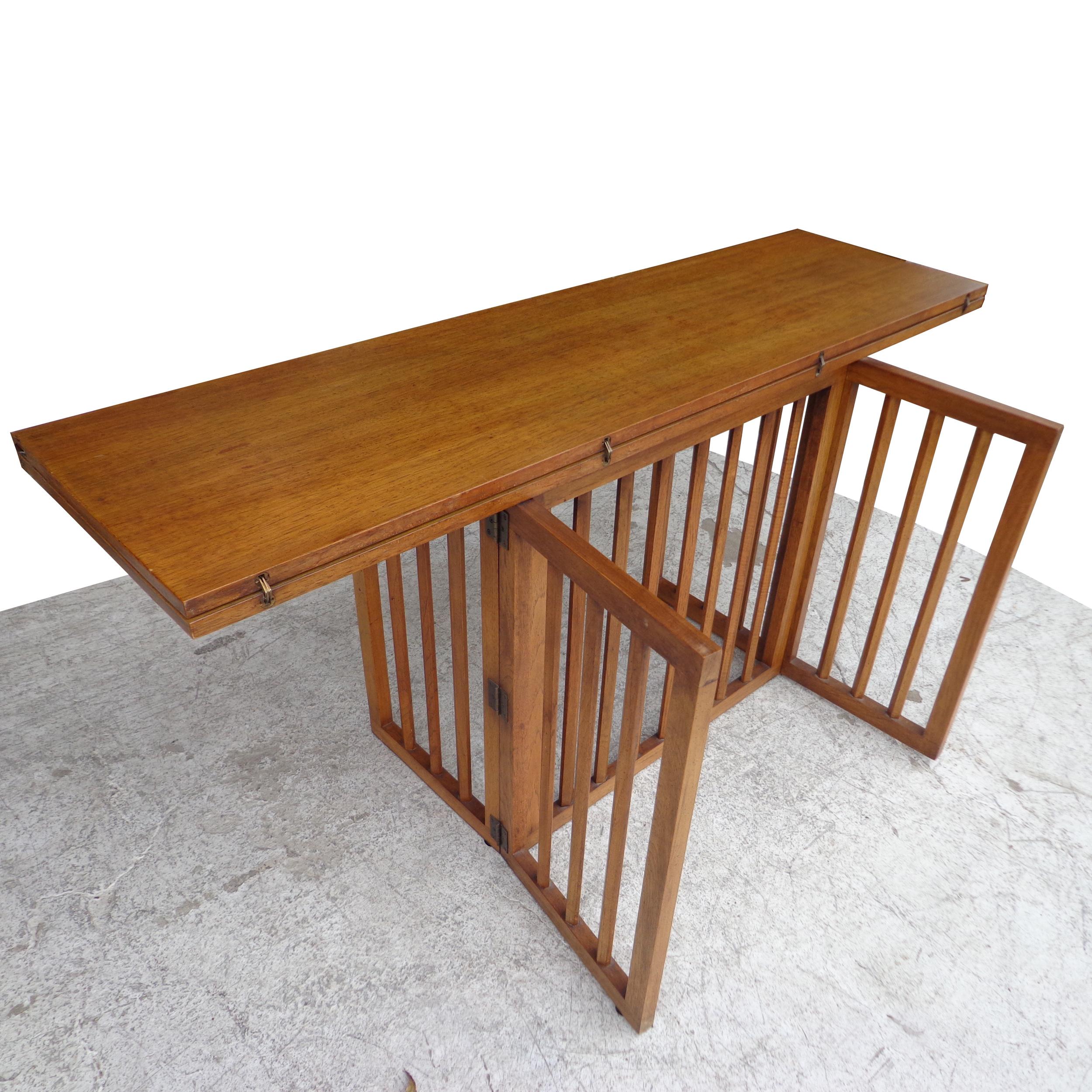 Walnut Flip Top Dining or Console Table by Harvey Probber For Sale