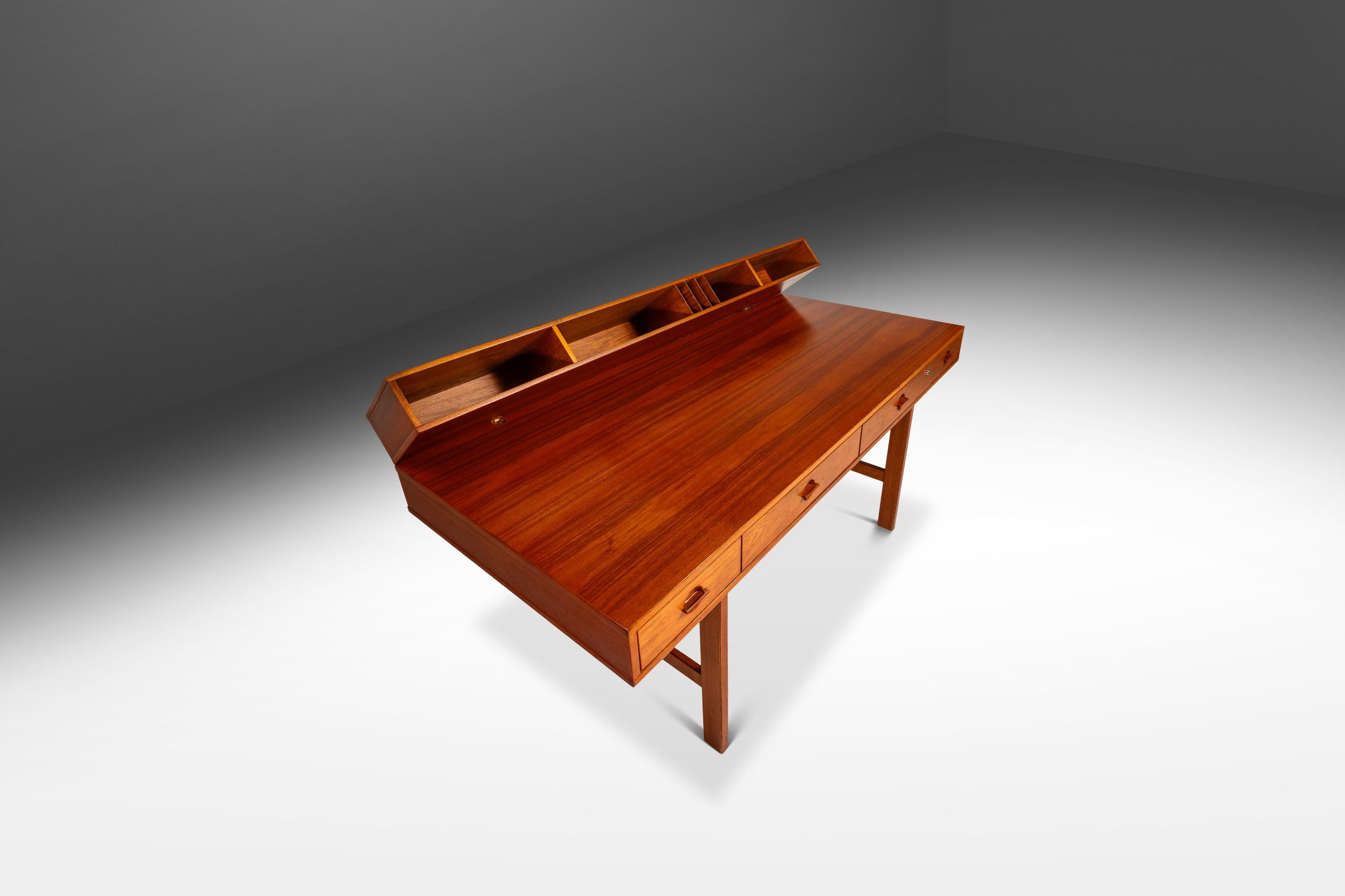Mid-Century Modern Flip-Top Executive Desk in Teak by Peter Løvig Nielsen, Denmark, c. 1960s For Sale