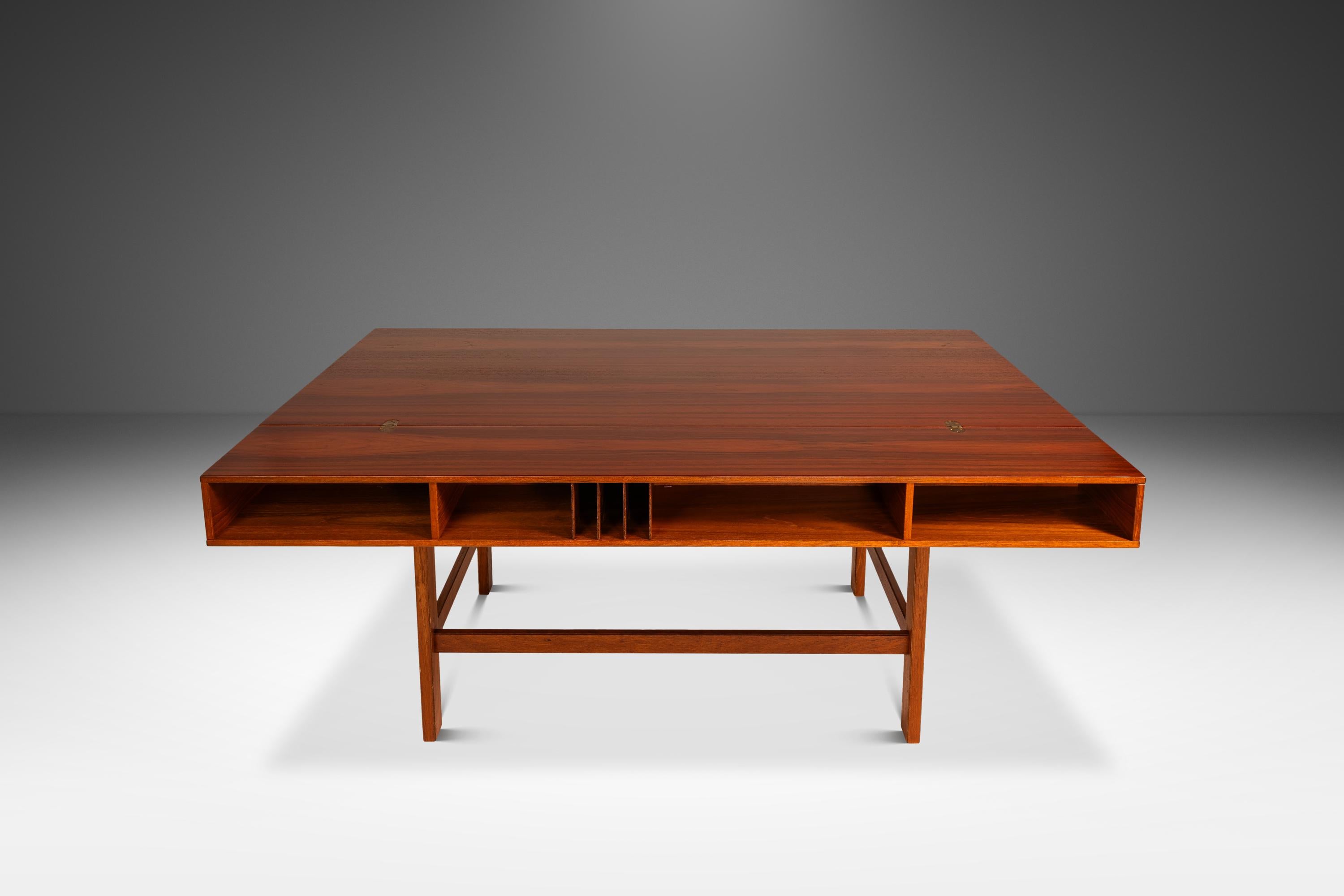 Flip-Top Executive Desk in Teak by Peter Løvig Nielsen, Denmark, c. 1960s For Sale 1