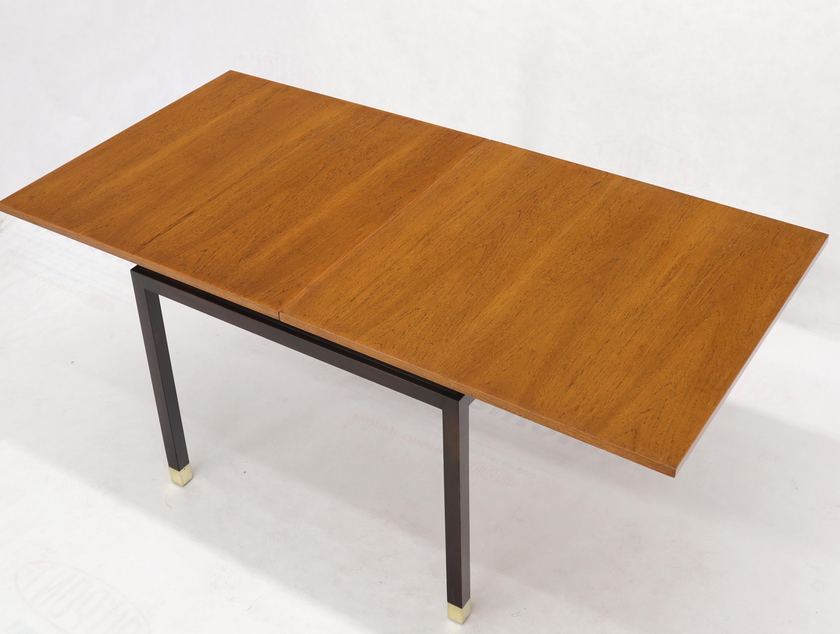 20th Century Flip Top Expandable Square Game Table on Parsons Ebonized legs with Brass Tips