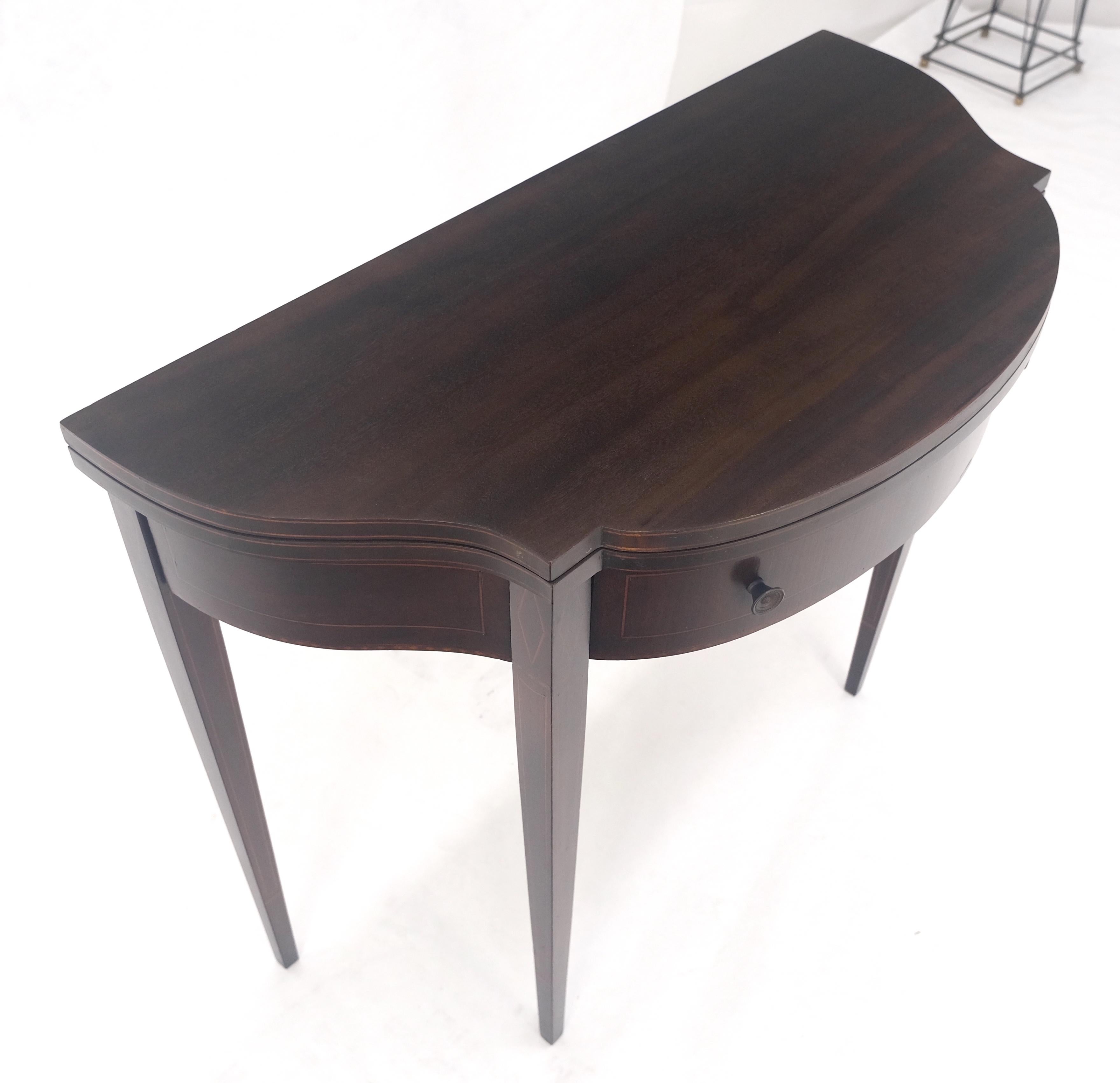 Flip Top Mahogany One Drawer Console Game Sofa Breakfast Top MINT For Sale 8