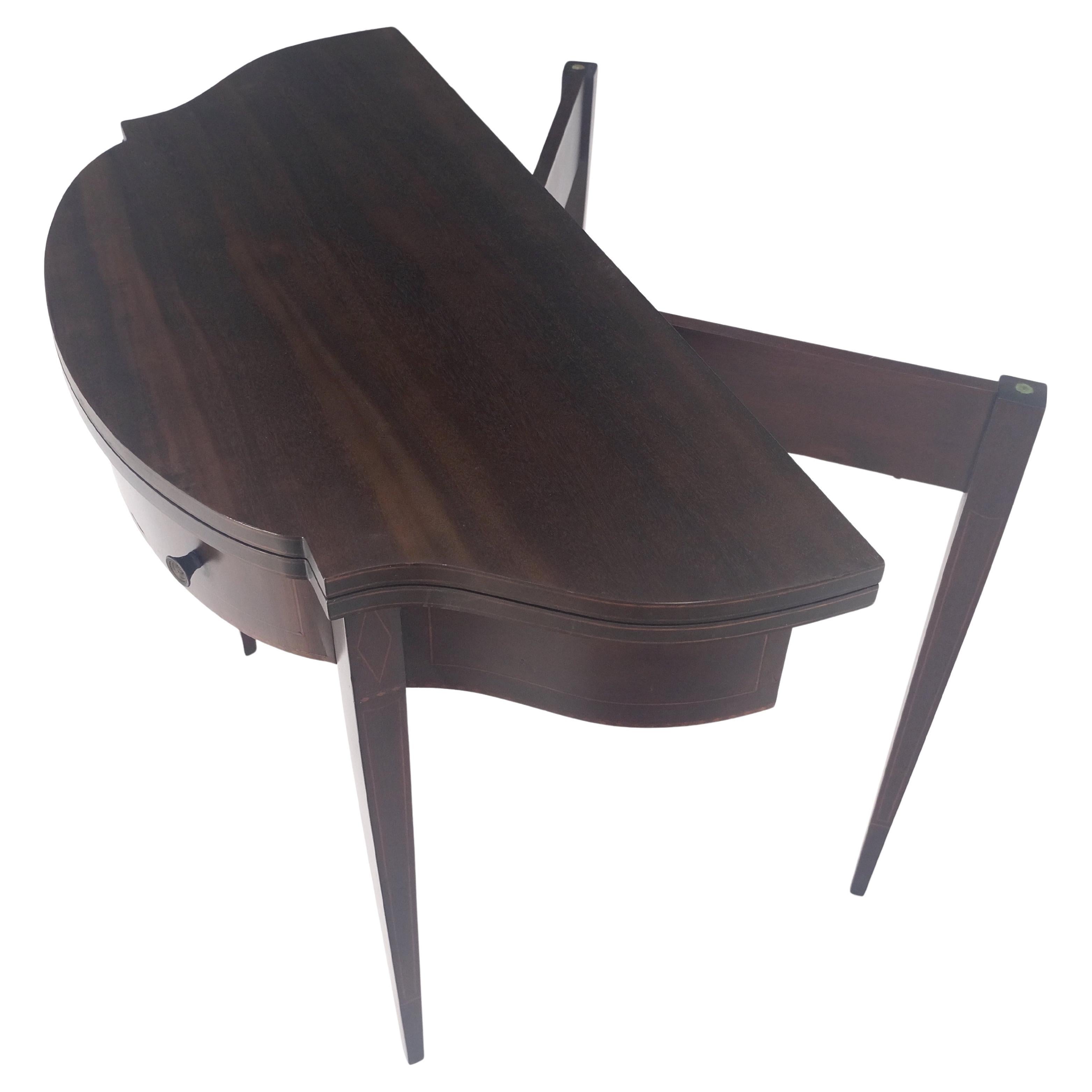 Flip Top Mahogany One Drawer Console Game Sofa Breakfast Top MINT For Sale