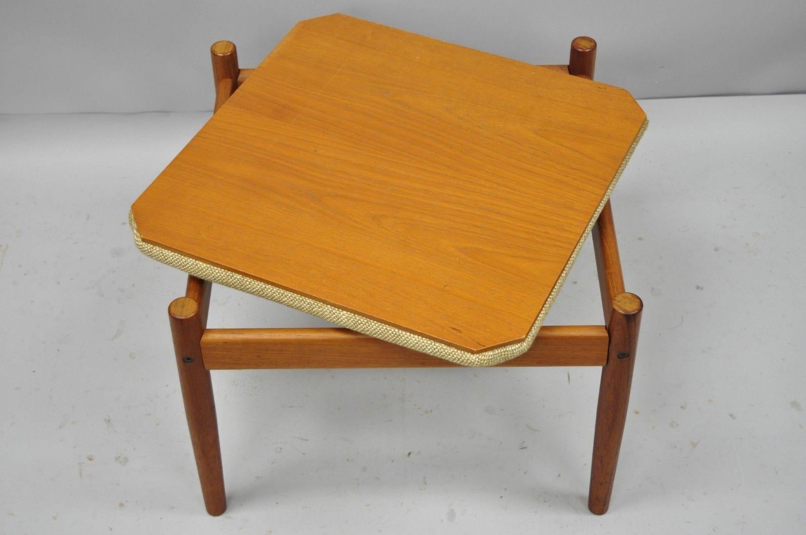 Mid-Century Modern Flip Top Midcentury Danish Modern Convertible Teak Side Table or Stool