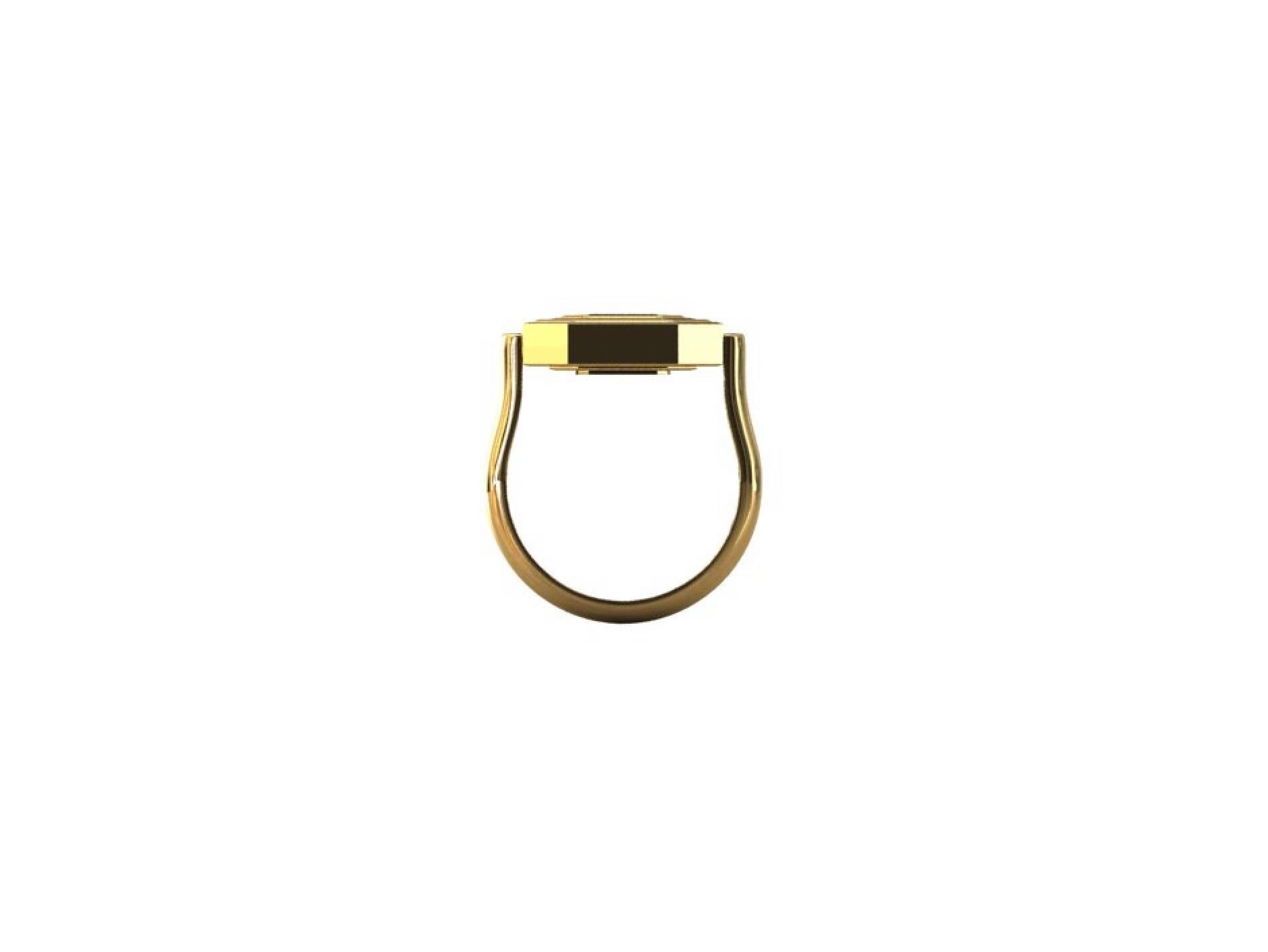 Flip Top Petite Gold and Black Enamel Ring In New Condition For Sale In Dallas, TX