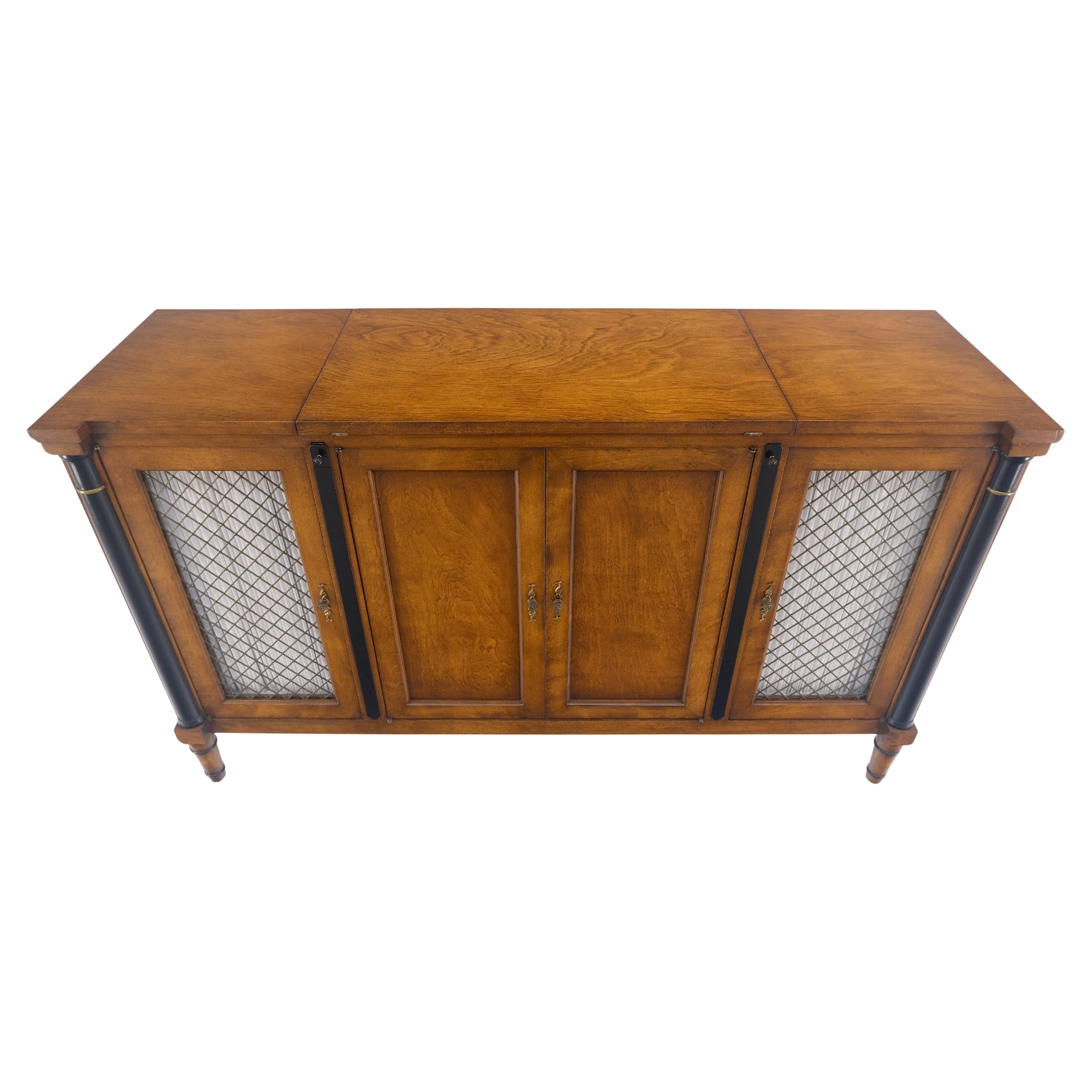 Regency Revival Flip Top Serving Tray Table 4 Doors Credenza Bar Server Sideboard MINT For Sale