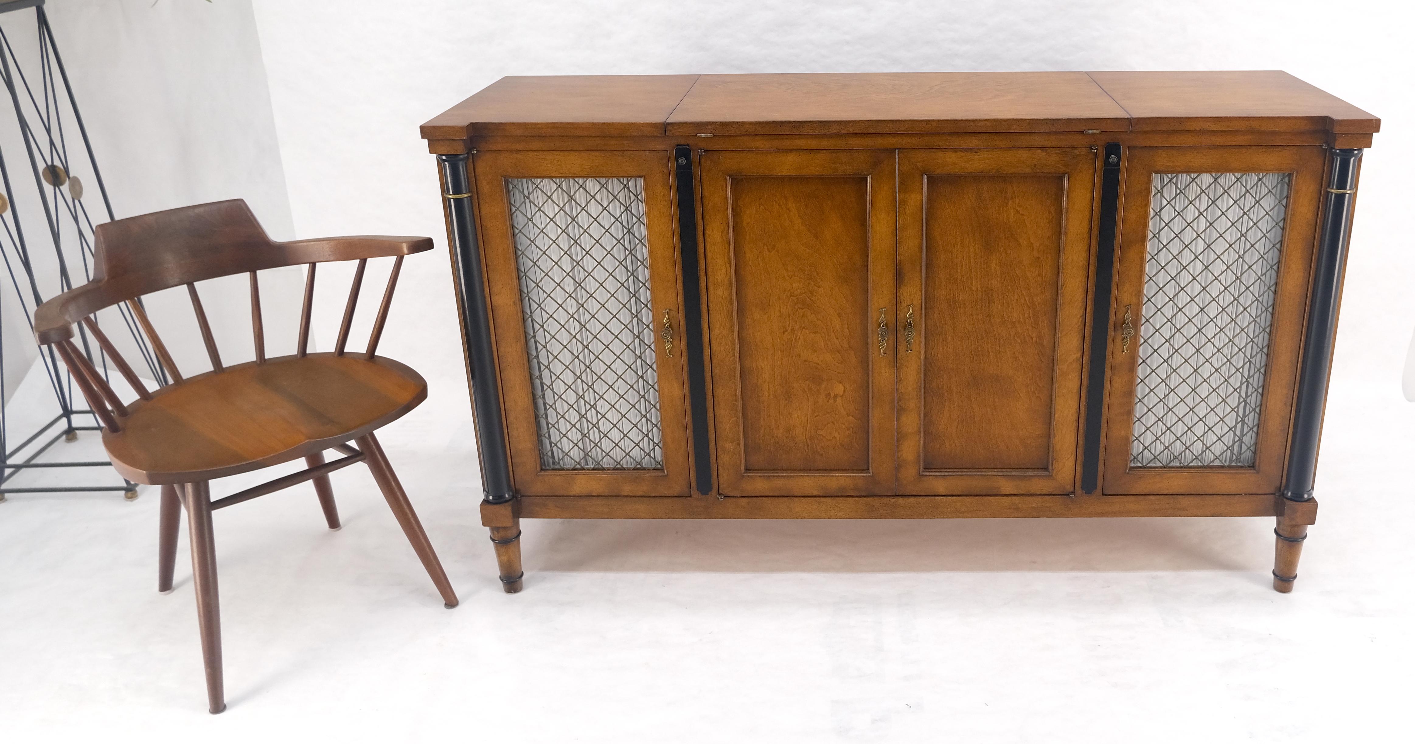 Lacquered Flip Top Serving Tray Table 4 Doors Credenza Bar Server Sideboard MINT For Sale