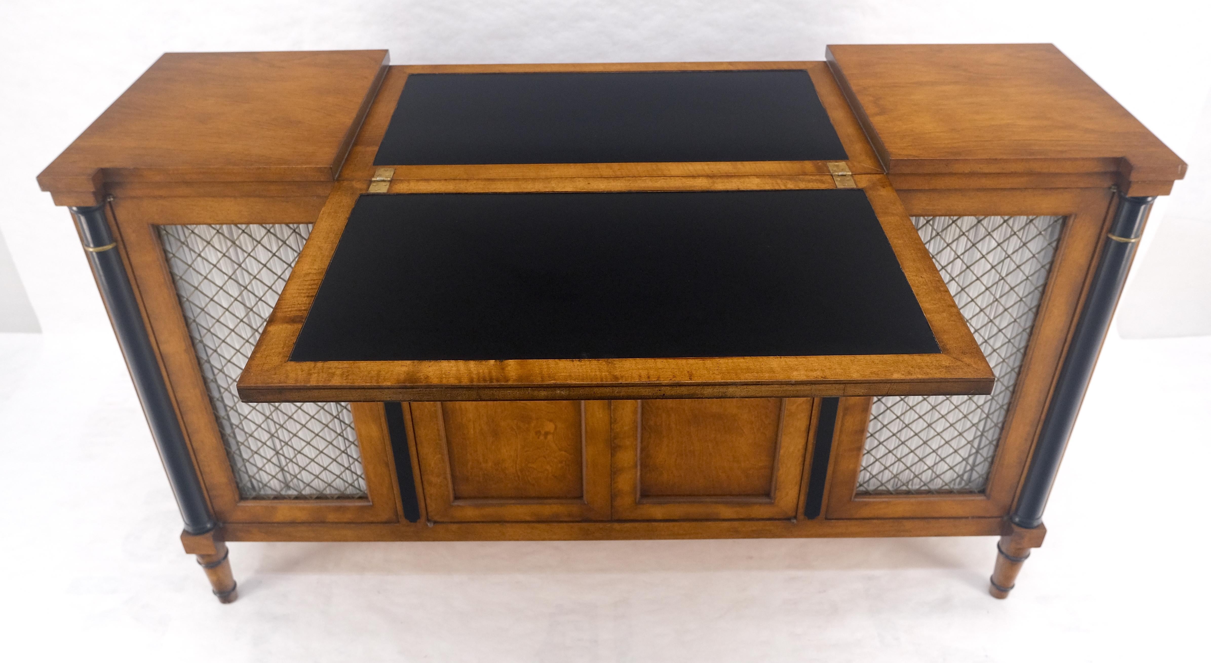 20th Century Flip Top Serving Tray Table 4 Doors Credenza Bar Server Sideboard MINT For Sale