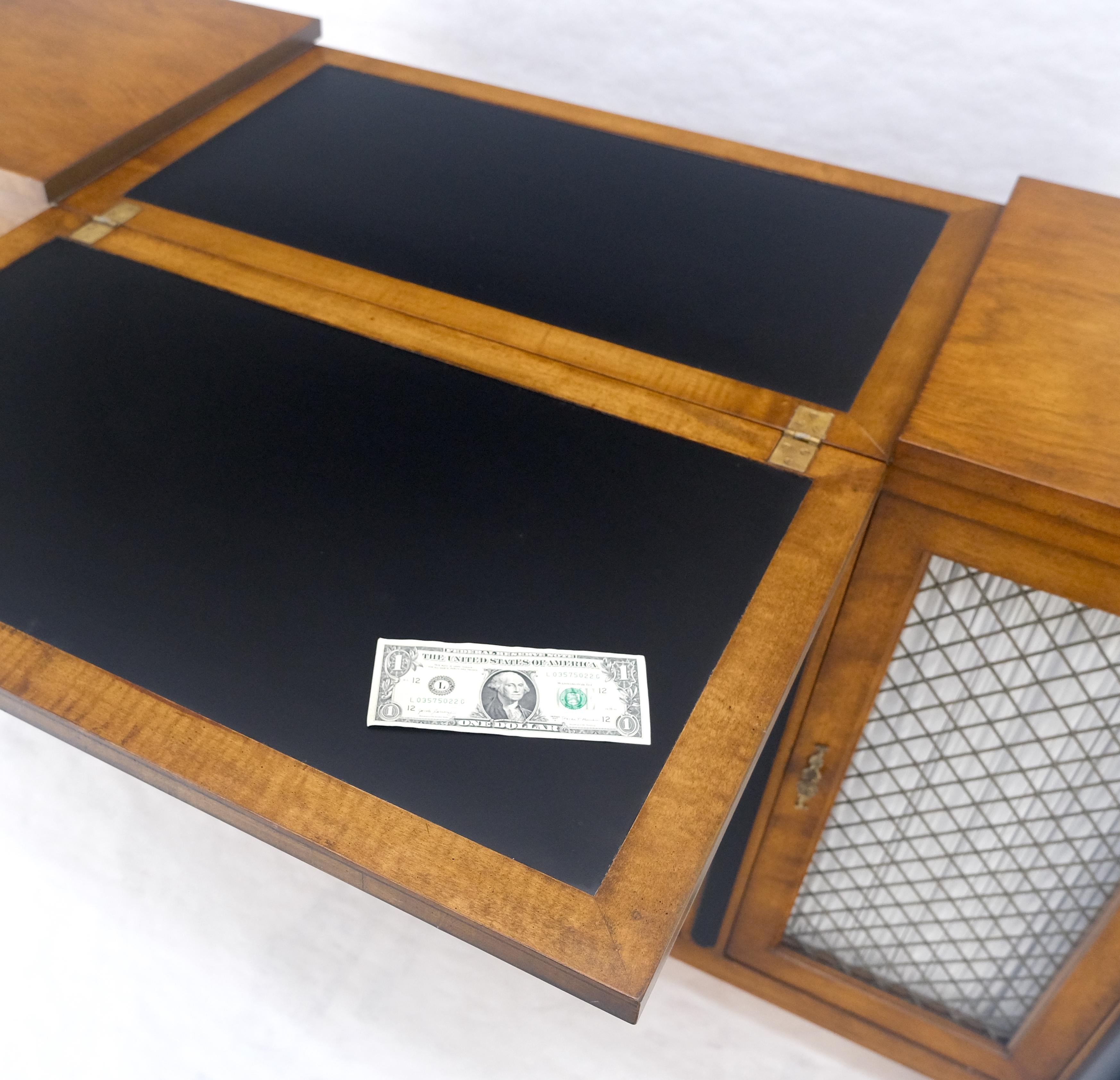 Fruitwood Flip Top Serving Tray Table 4 Doors Credenza Bar Server Sideboard MINT For Sale