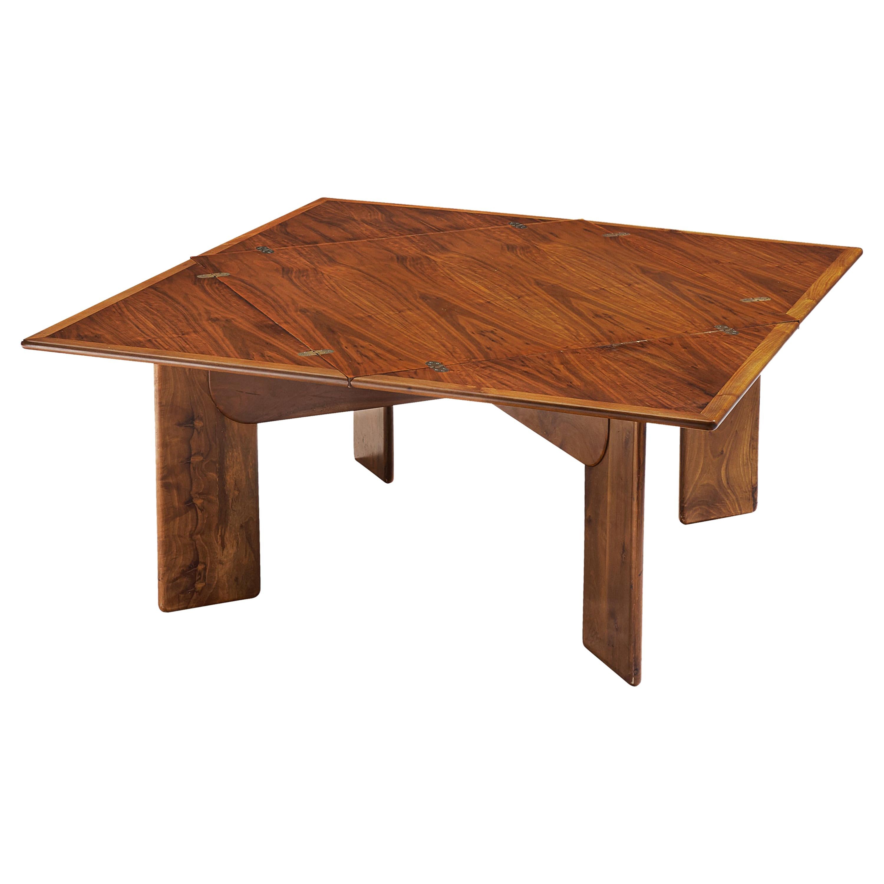 Flip Top Square Table in Italian Walnut