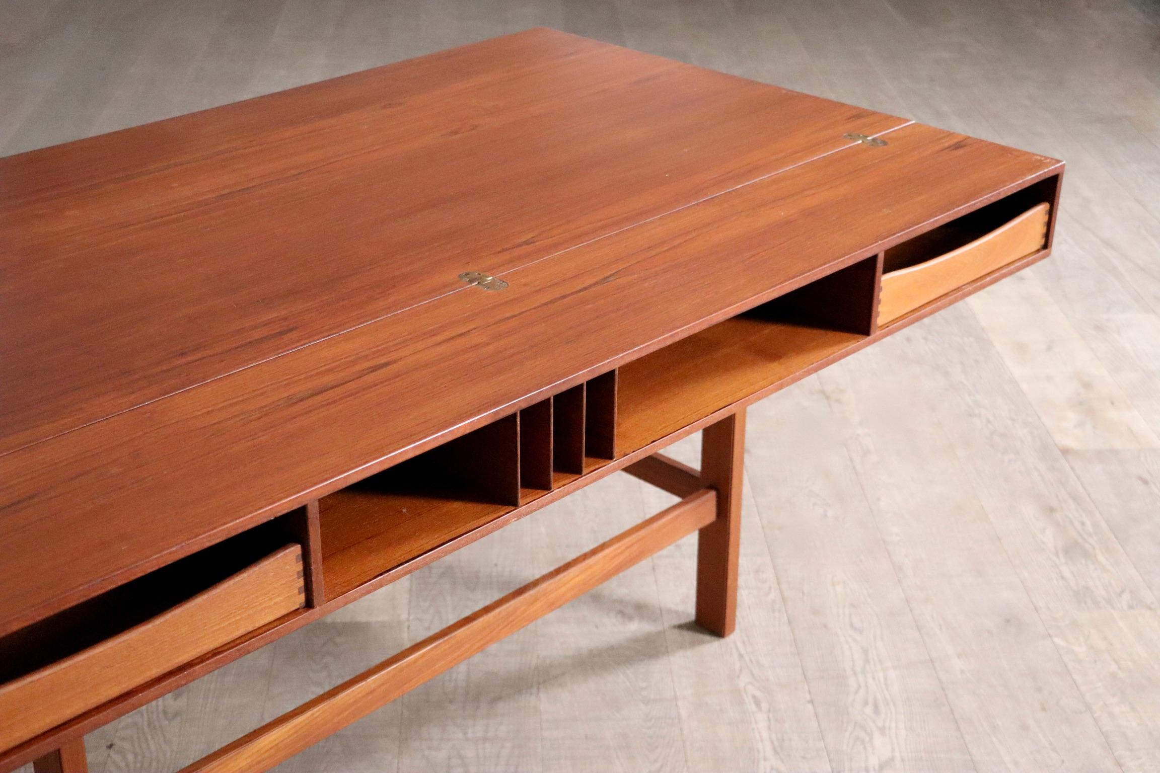 Flip-Top Teak Desk By Peter Løvig Nielsen, Denmark, 1972 10