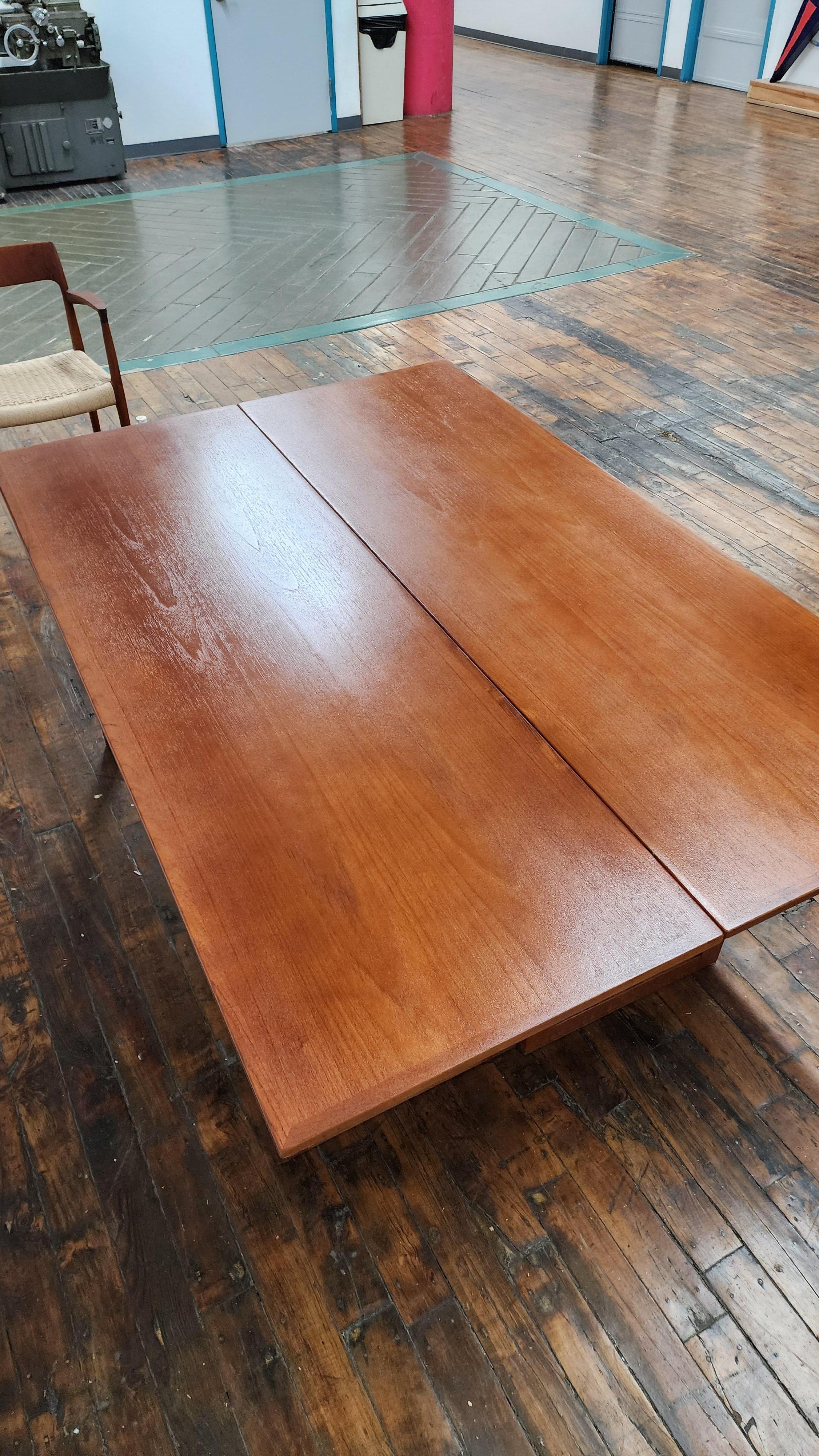 Scandinavian Modern Flip Top Teak Dining Table by Skovmand And Andersen For Sale