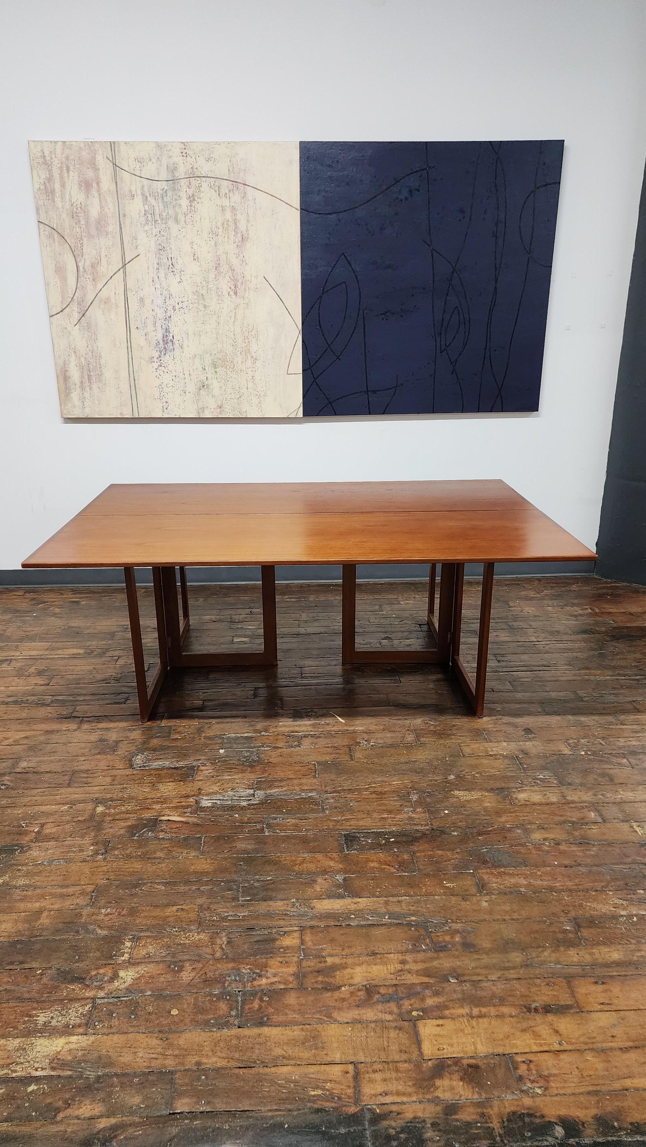 Danish Flip Top Teak Dining Table by Skovmand And Andersen For Sale