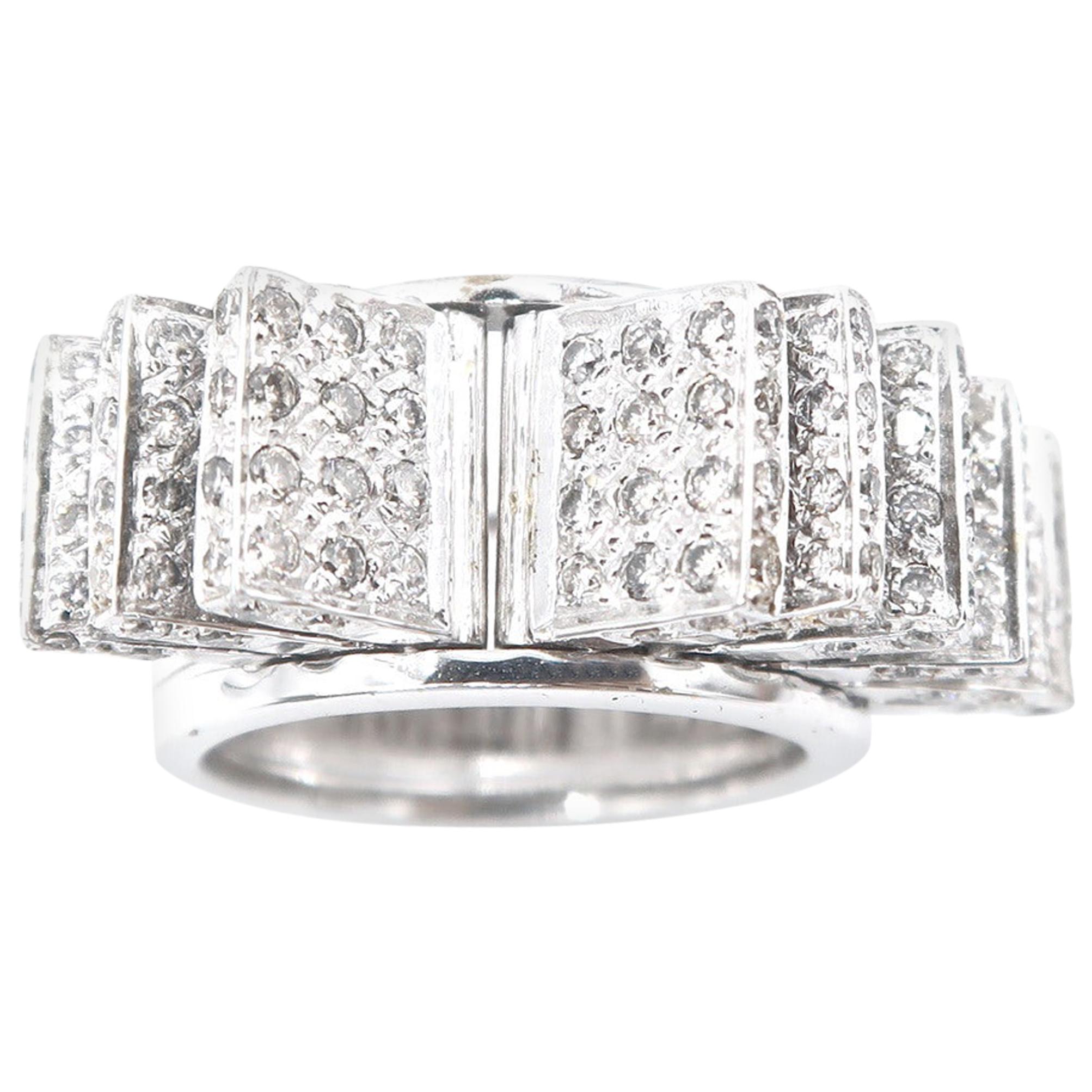 18 Karat White Gold Diamond Pave Ring For Sale at 1stDibs