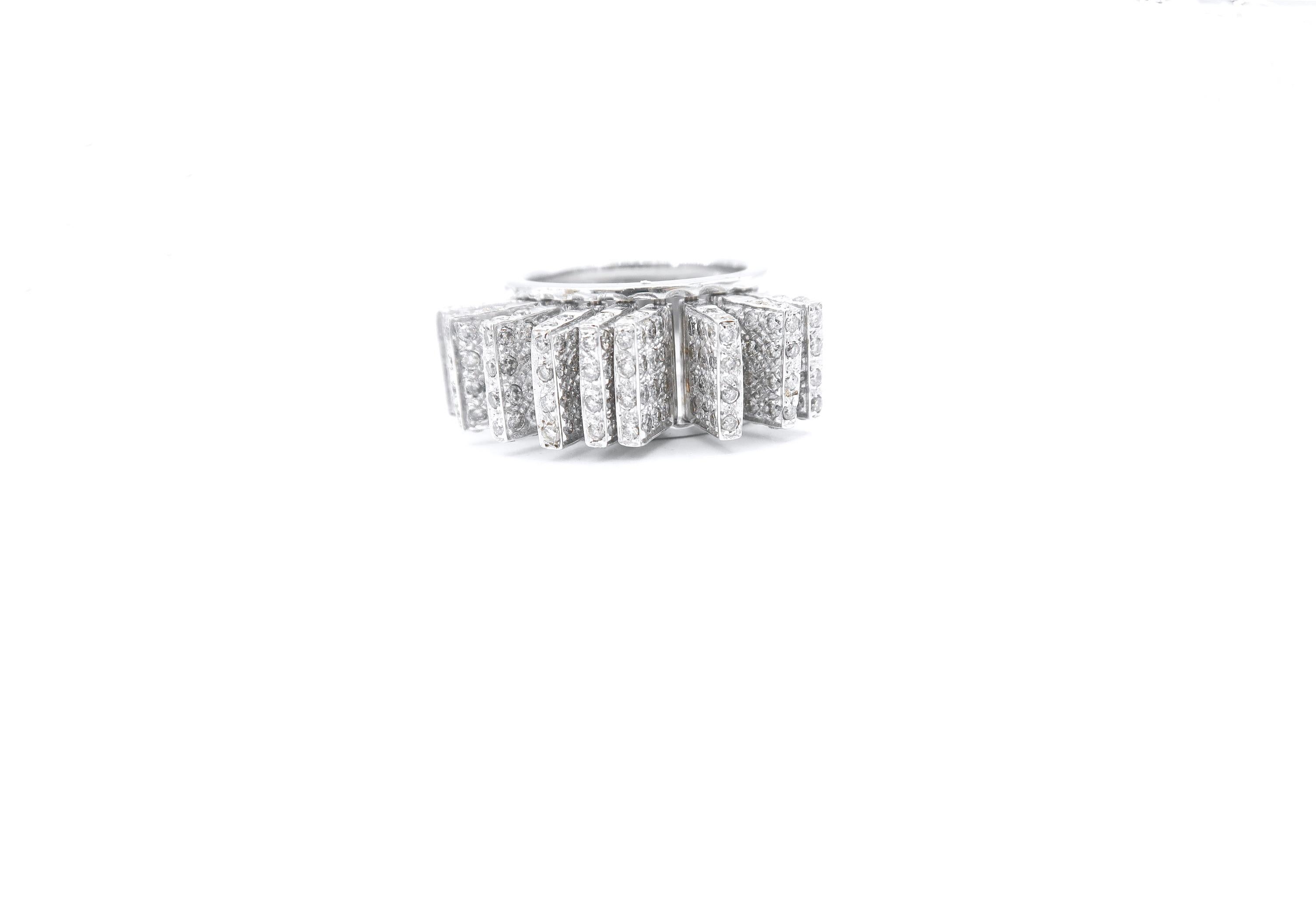 Brilliant Cut Flippable Booklet Pavé Diamond White Gold Band Ring For Sale