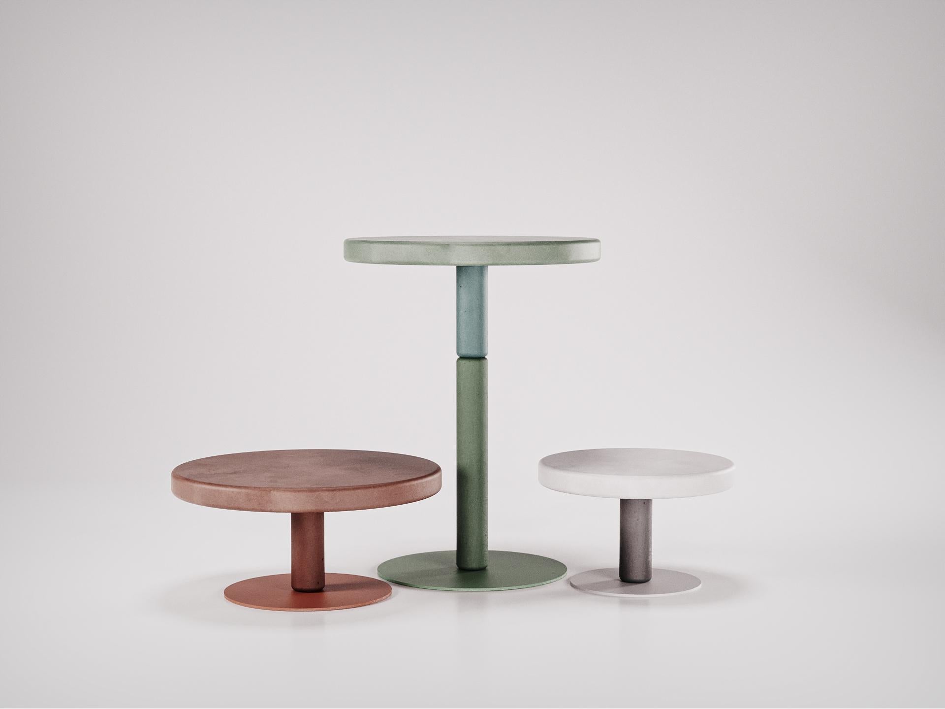 italien Collection Flipper, table basse haute en béton + ciment de couleur aigue-marine en vente